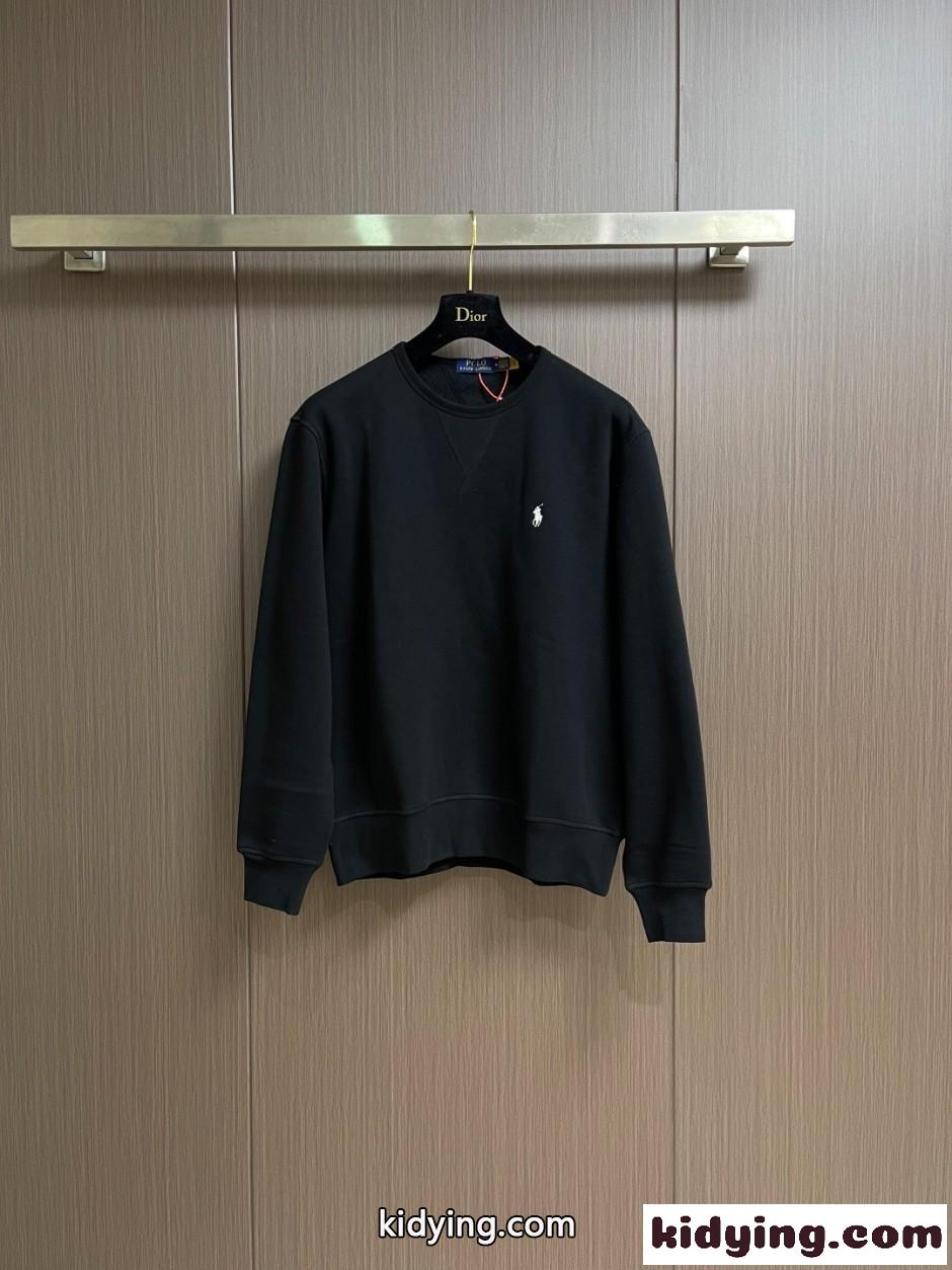 カジュアル コットン 裏起毛 スウェットシャツ ラルフローレン Tシャツ 偽物 ブラック-1