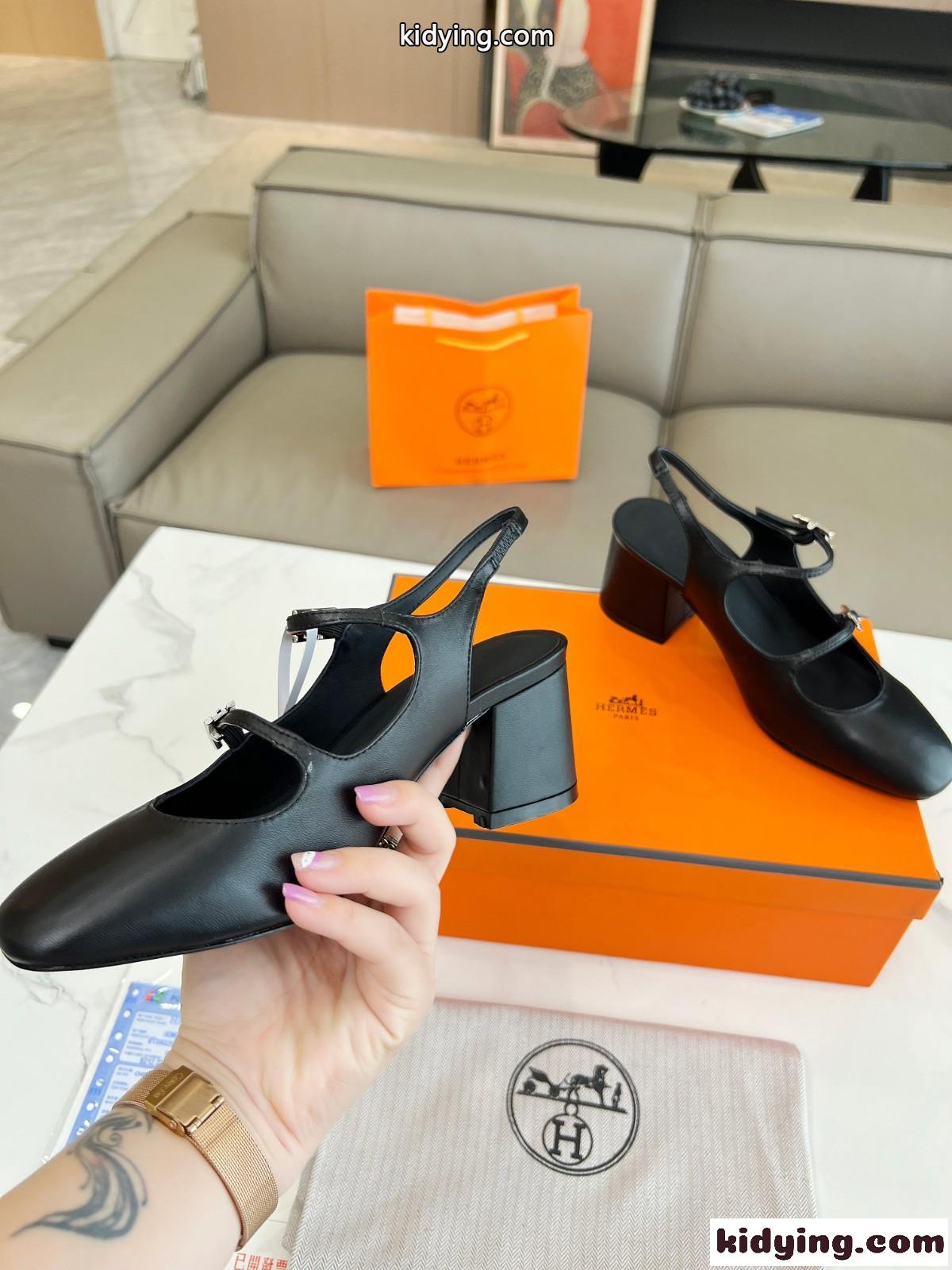 上品 お洒落 ジャッキー50パンプス エルメス パンプス コピー ブラック-1
