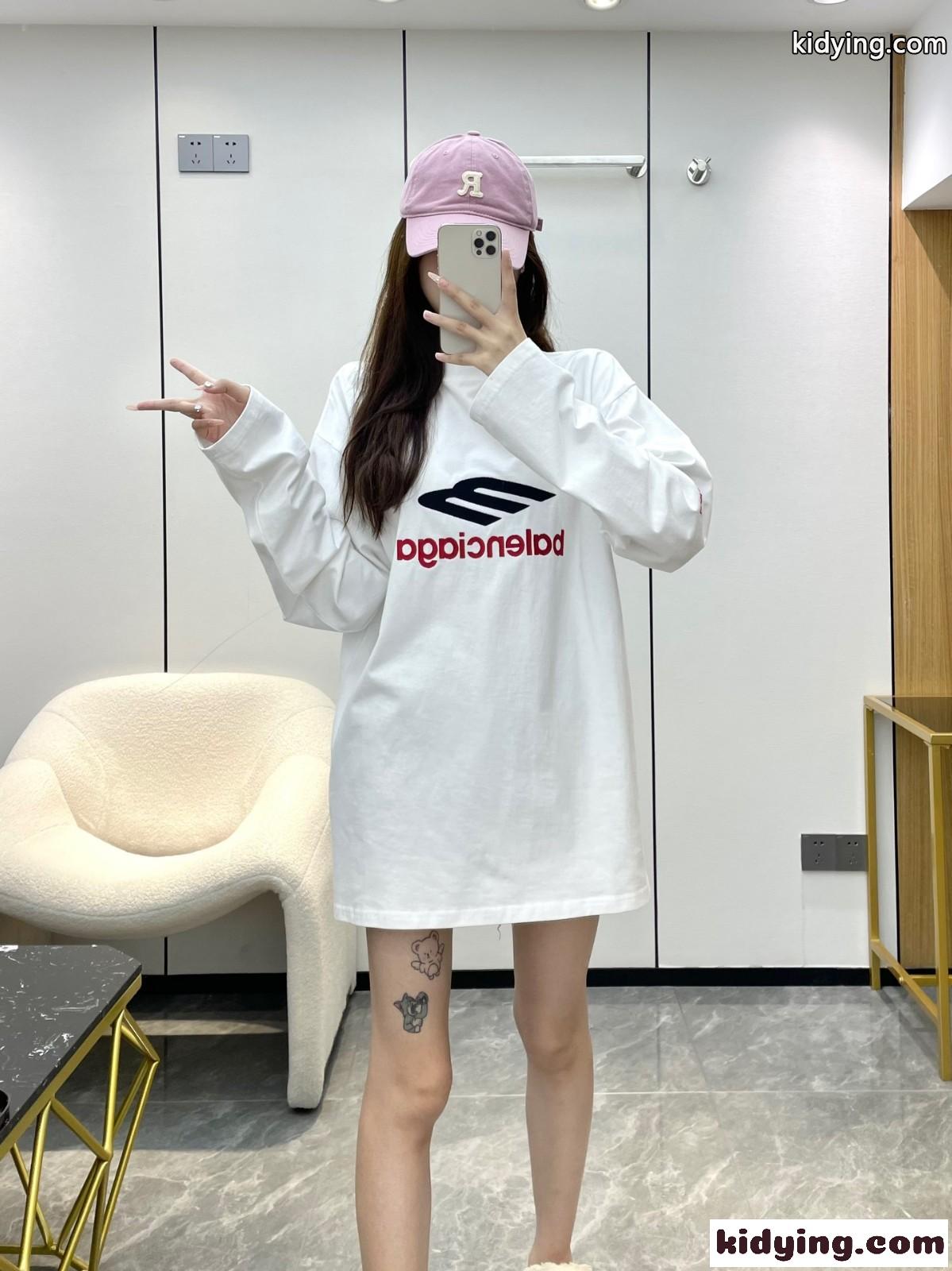 人気 ユニセックス 3B SPORTS ICON ロングスリーブ Tシャツ バレンシアガ Tシャツ コピー ホワイト-5