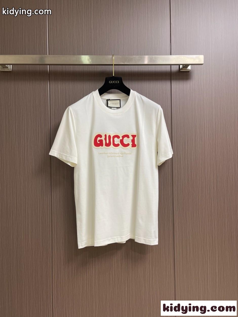 おしゃれ ロゴ入り クルーネック 半袖Tシャツ グッチ Tシャツ 偽物 ホワイト-0
