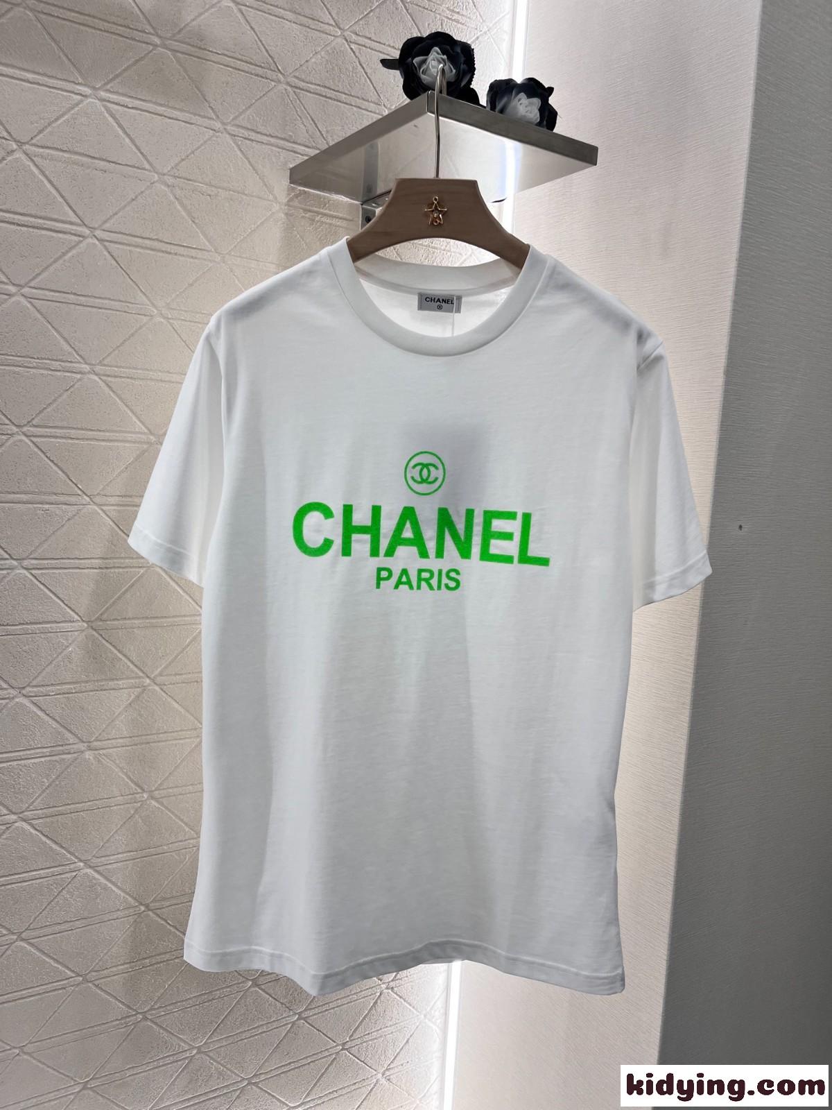 シャネル Tシャツ コピー シンプル プリント コットン 半袖Tシャツ ホワイト-1