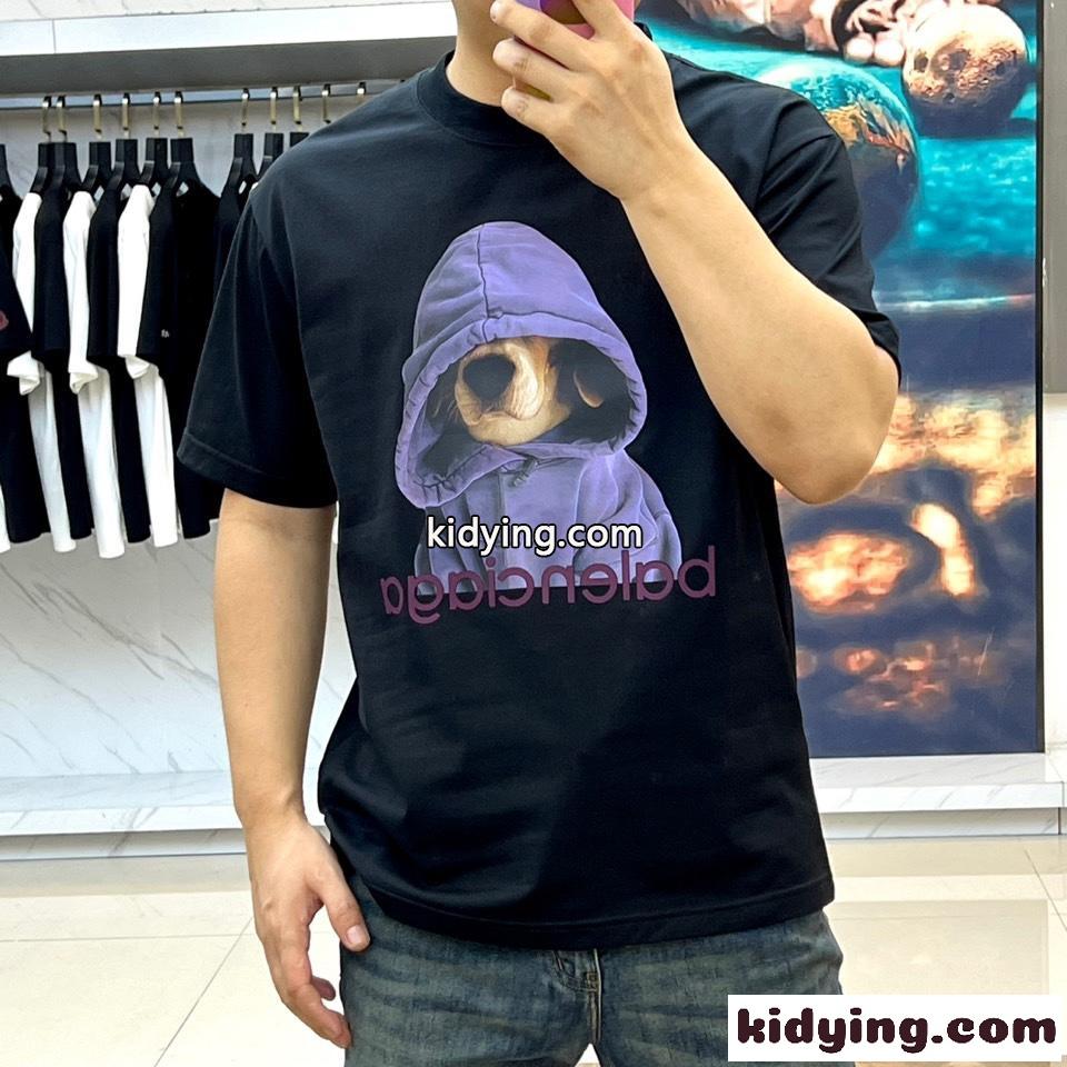 定番 ロゴプリント クルーネック 半袖Tシャツ バレンシアガ Tシャツ 偽物 ブラック-1
