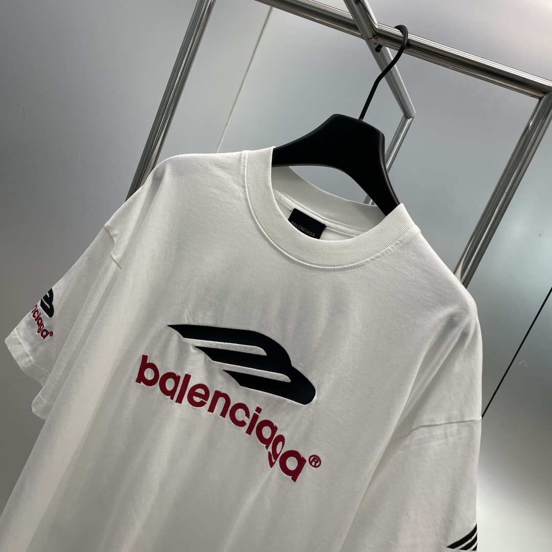 人気 おしゃれ バレンシアガ 3B SPORTS ICON Tシャツ コピー クルーネック 半袖 ホワイト-1