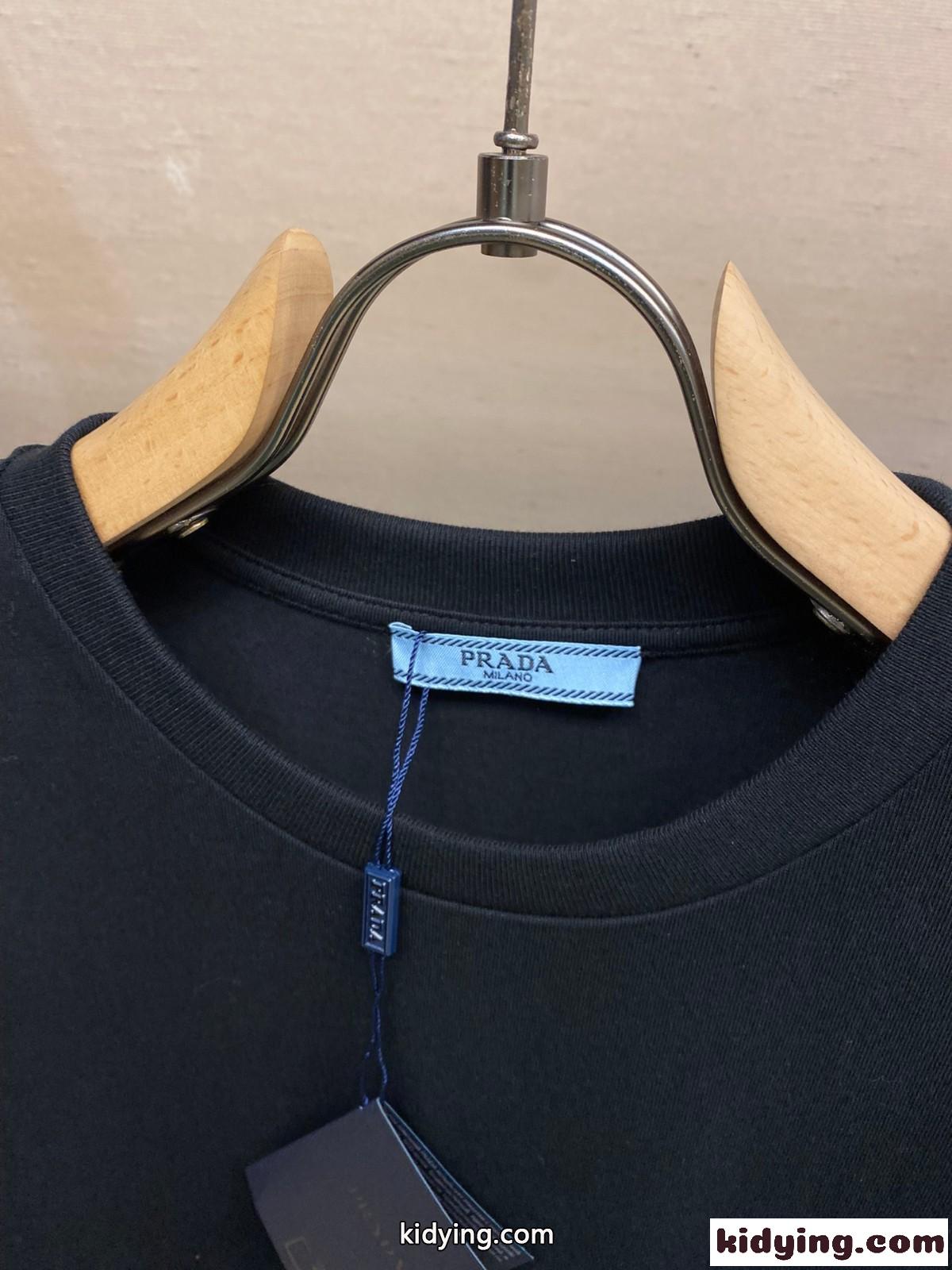 カジュアル ベーシック クルーネック 半袖Tシャツ プラダ Tシャツ コピー メンズ-3