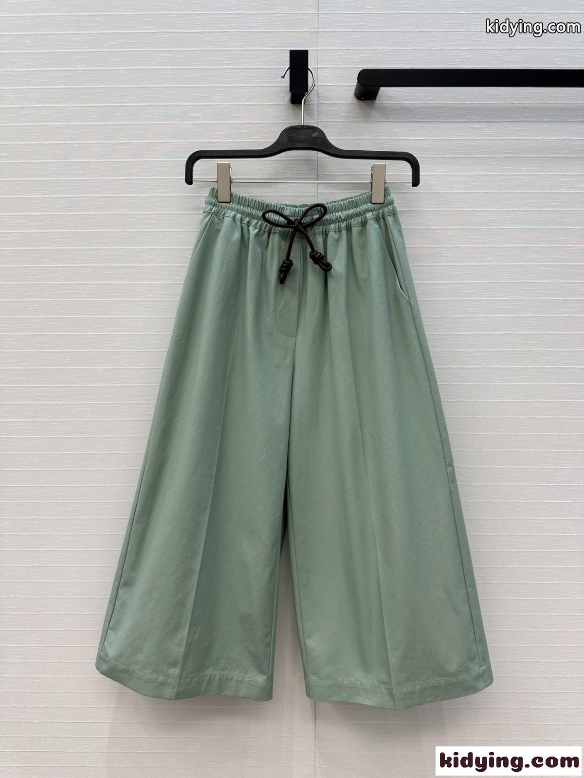 カジュアル リラックス ワイドパンツ ロエベ パンツ コピー コットン グリーン-0
