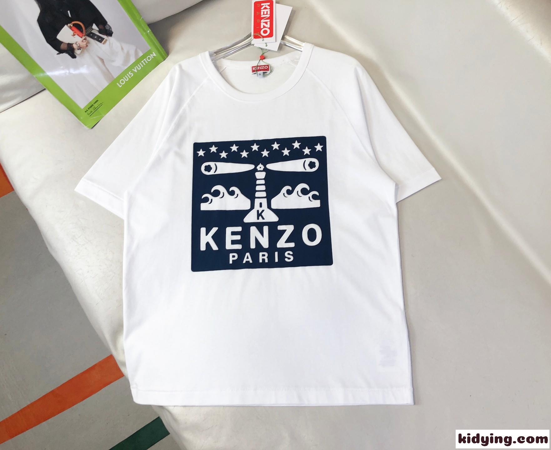 ケンゾー Tシャツ コピー シンプル クルーネック プリント 半袖Tシャツ ユニセックス-0