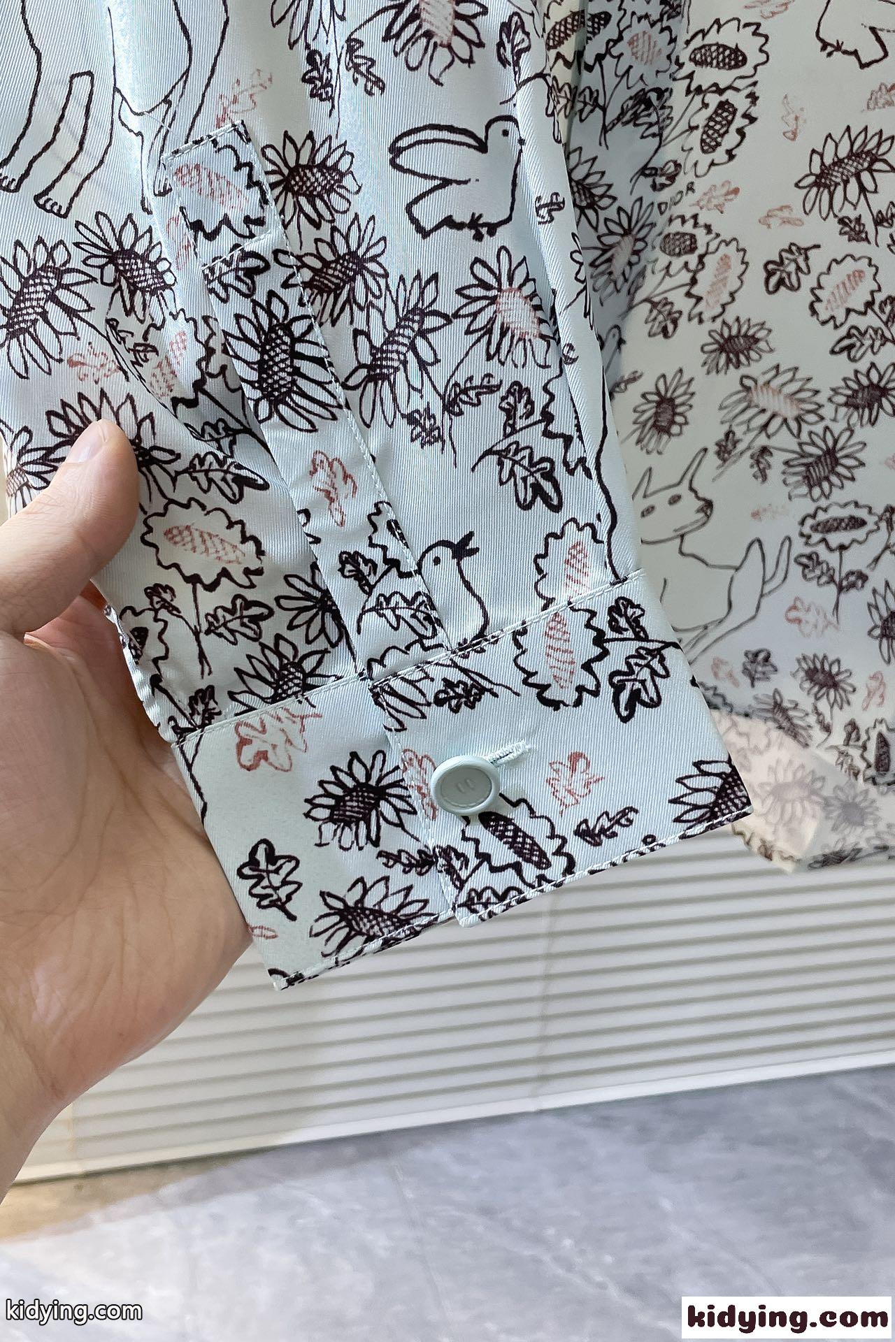 DIOR AND HYLTON NEL シャツ コピー シルク プリント トップス-5