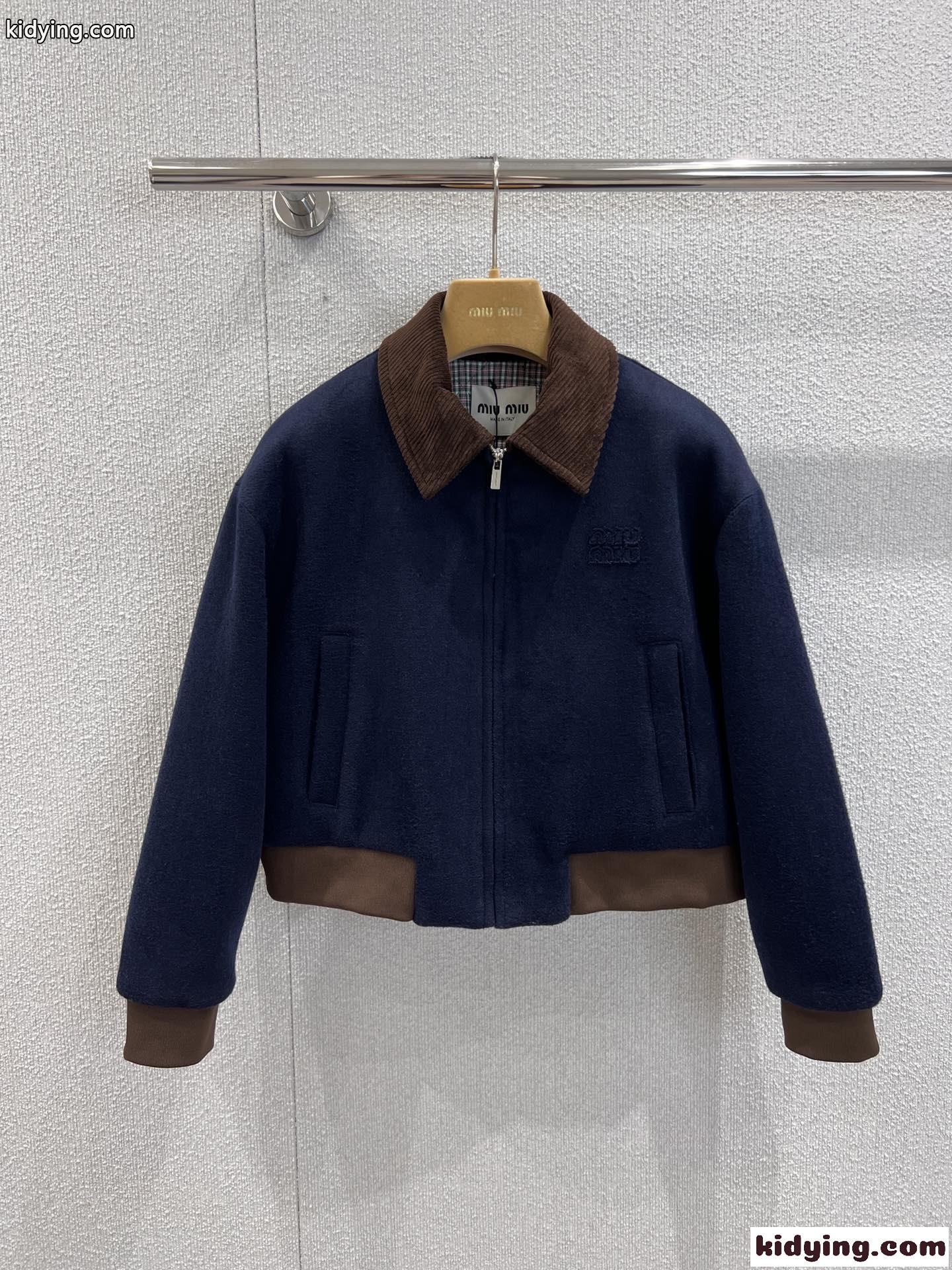 上品 カジュアル コーデュロイ襟 ウール ショートジャケット ミュウミュウ ジャケット コピー-0