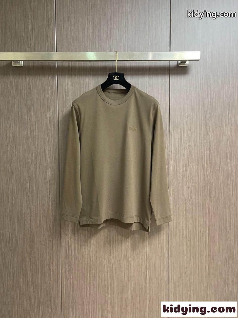 ベーシック エルメネジルド・ゼニア Tシャツ 偽物 ロゴ刺繍 長袖Tシャツ ホワイト-0