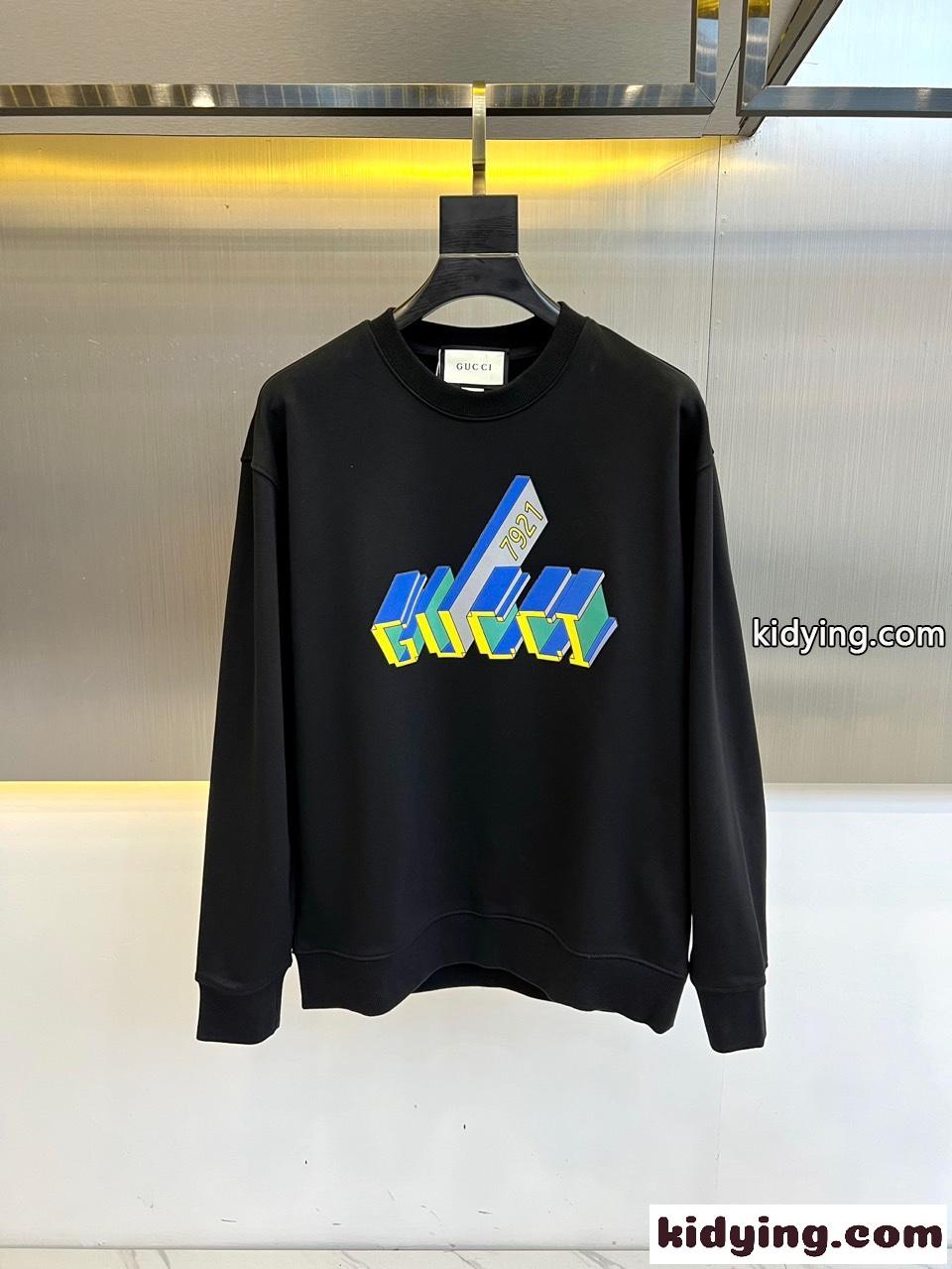 プリント コットン スウェットシャツ グッチ Tシャツ コピー ユニセックス ブラック-0