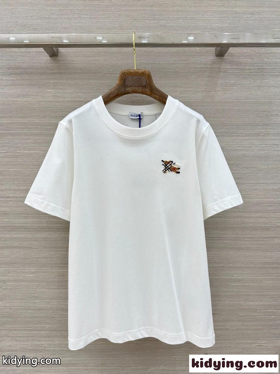 ナイトチェック コットンTシャツ バーバリー Tシャツ 偽物 ホワイト-1