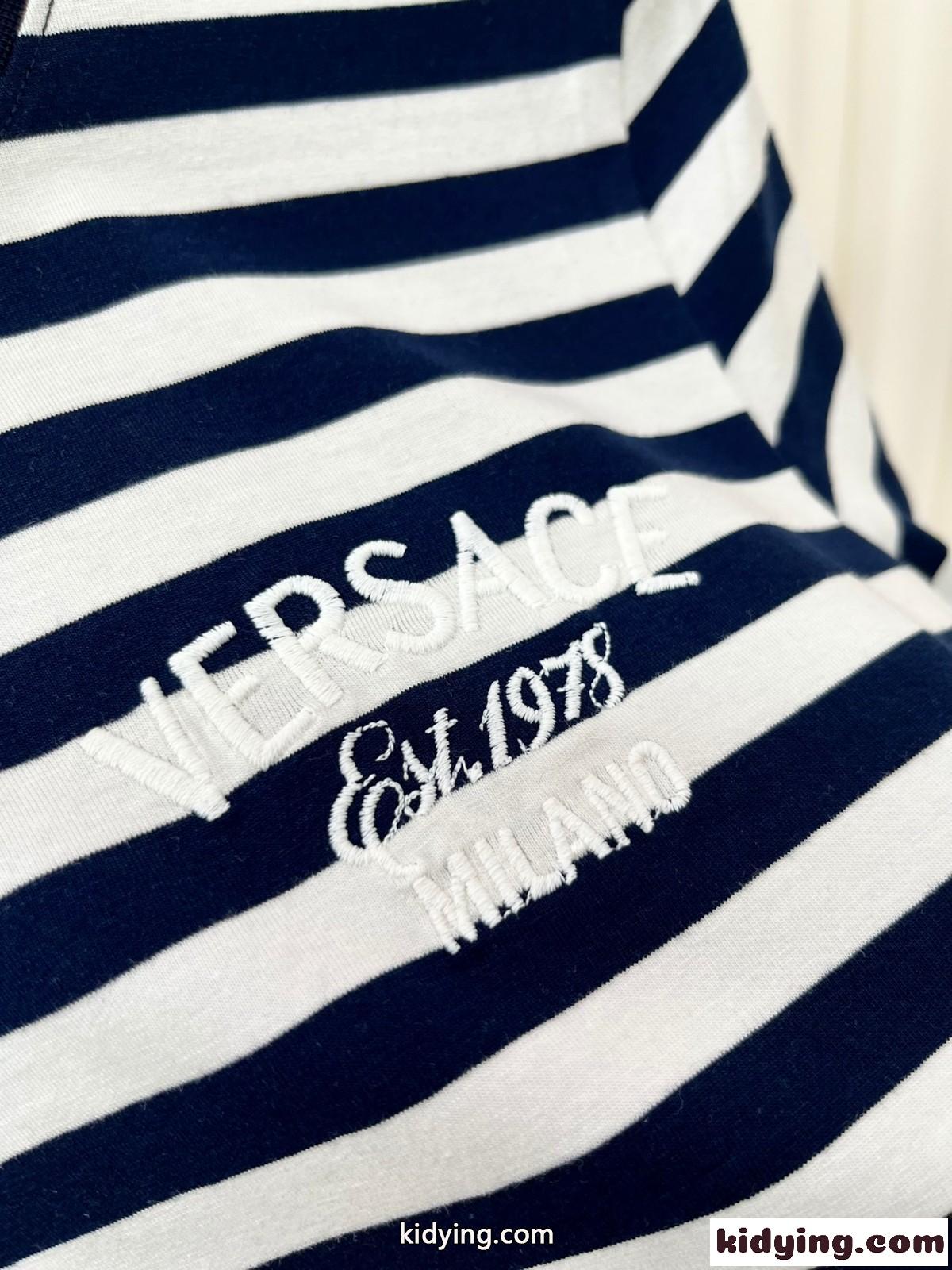 ノーティカル ストライプ 半袖Tシャツ ヴェルサーチェ Tシャツ コピー-2