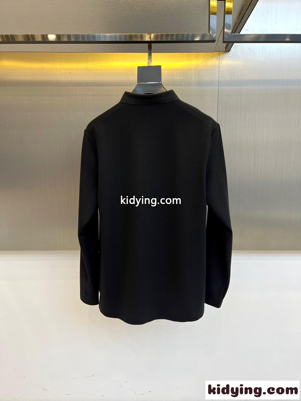 カジュアル ナイロン切り替え 長袖ポロシャツ バーバリー Tシャツ 偽物 ブラック-4
