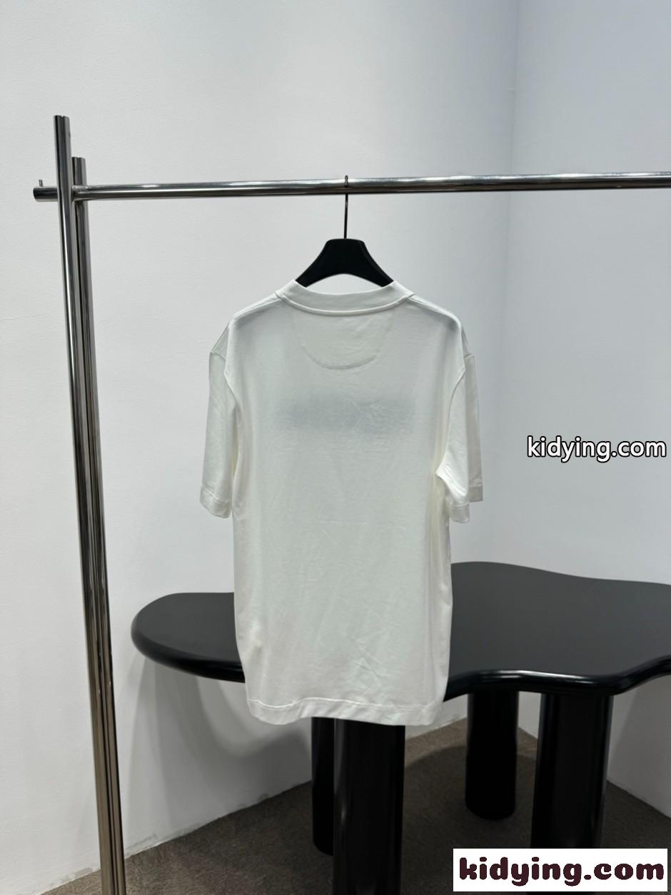 ユニセックス ロゴ コットン 半袖Tシャツ フェンディ Tシャツ 偽物 ホワイト-2