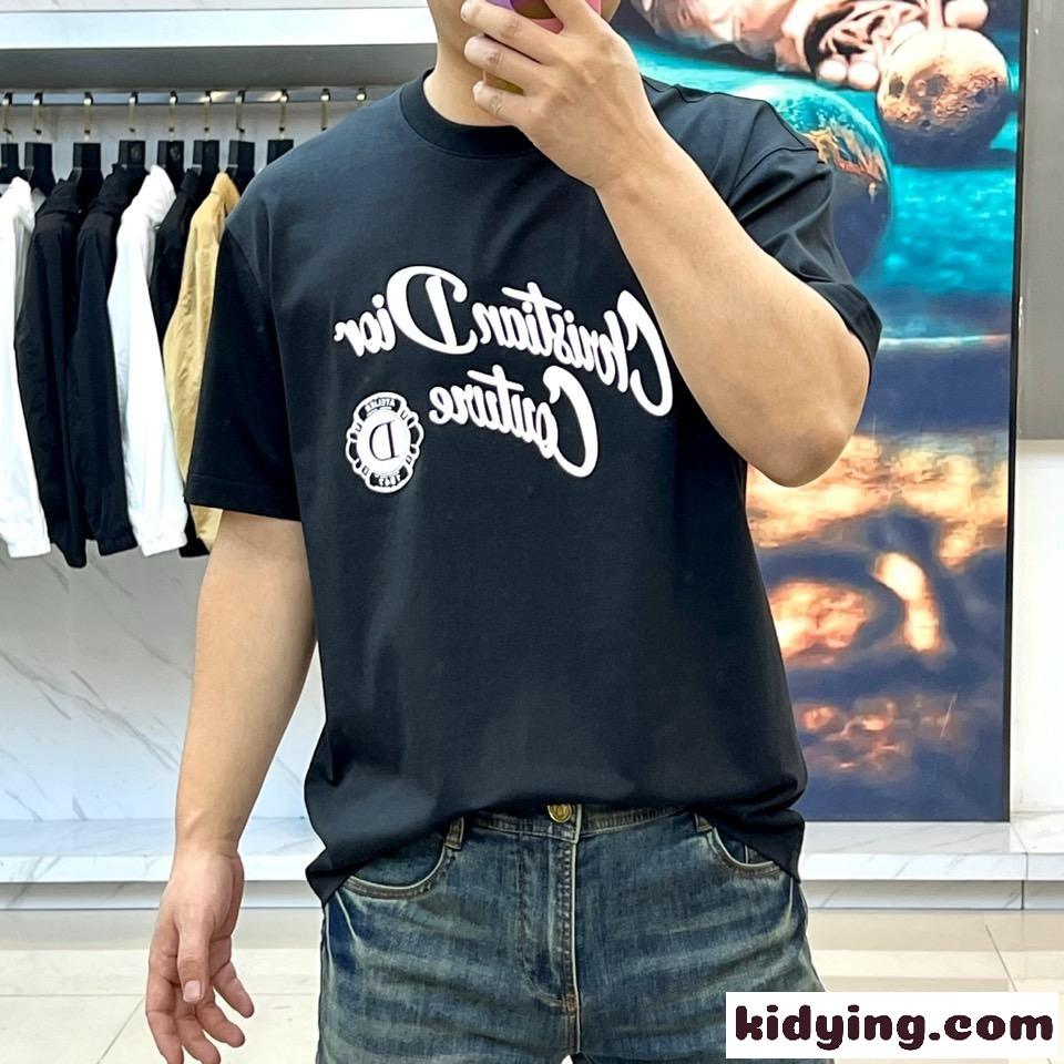 定番 着回し ロゴ入り 半袖Tシャツ クリスチャン・ディオール Tシャツ コピー クルーネック ブラック-1