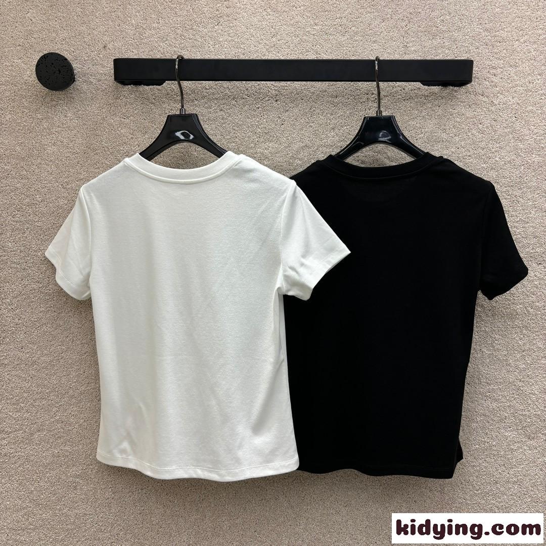 シンプル ロゴ クルーネック シャネル Tシャツ コピー 半袖Tシャツ 合わせやすい-4