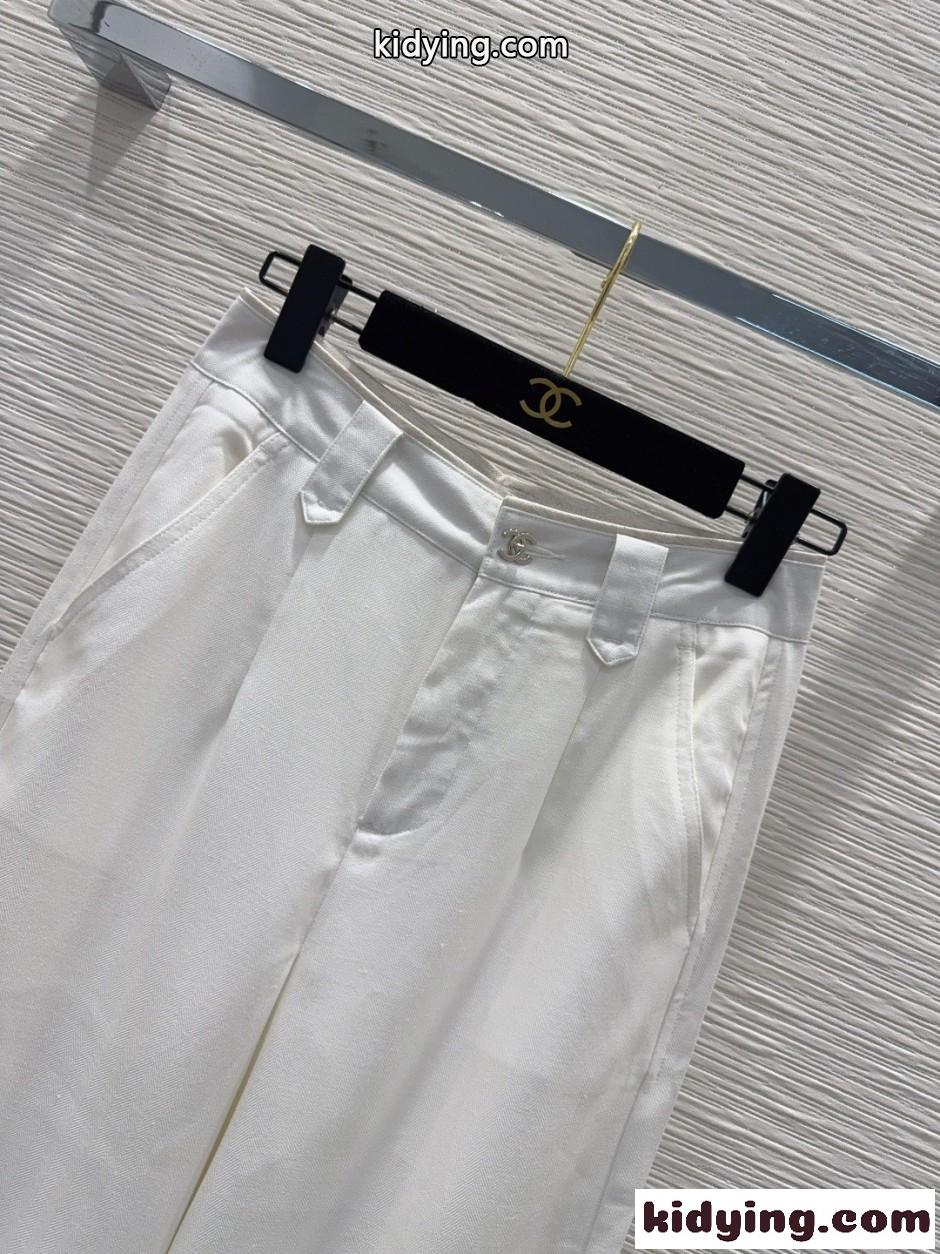 上品 カジュアル リネンパンツ シャネル パンツ コピー ホワイト-2