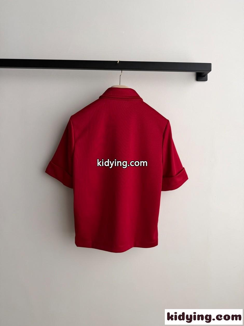 シンプル カジュアル 半袖ポロシャツ ミュウミュウ Tシャツ コピー レッド-1