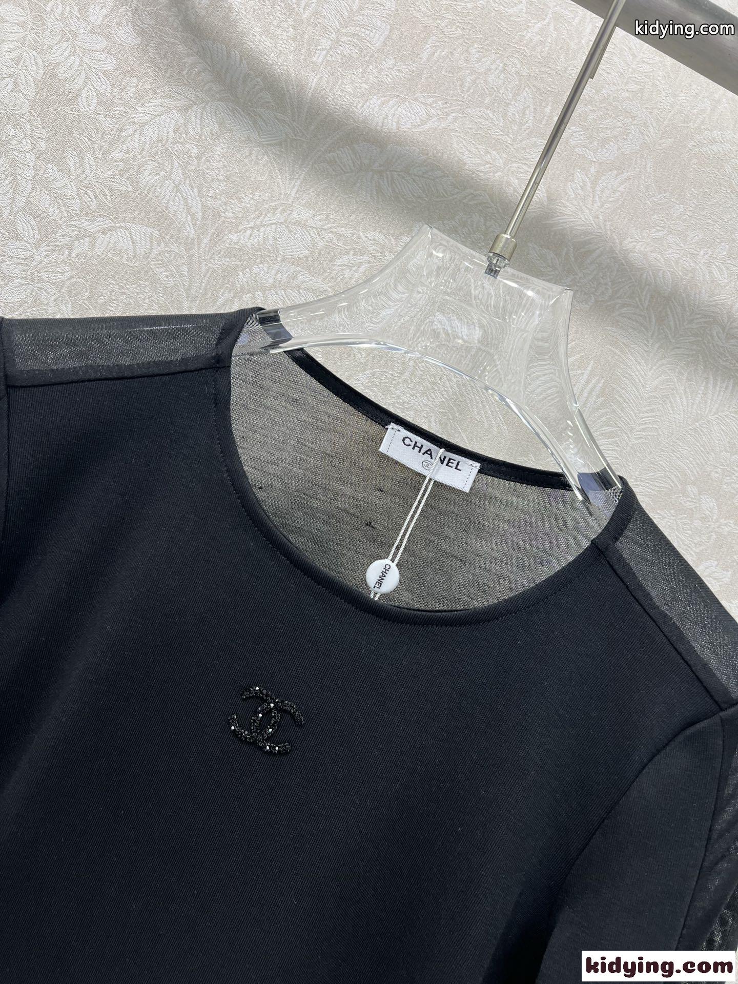 シンプル 合わせやすい クルーネック シャネル Tシャツ コピー 長袖Tシャツ-2