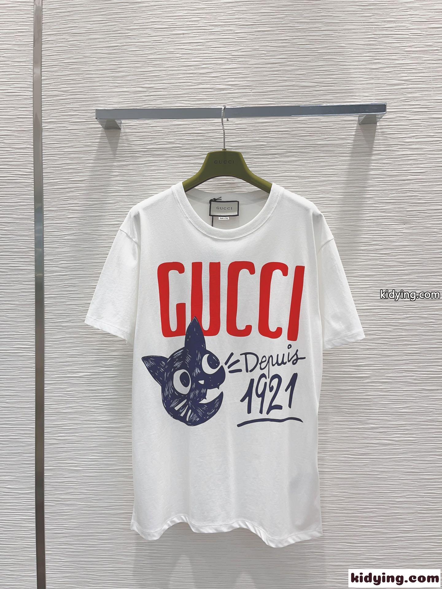 可愛い カジュアル プリント オーバーサイズ グッチ Tシャツ コピー 半袖 コットンジャージー-1