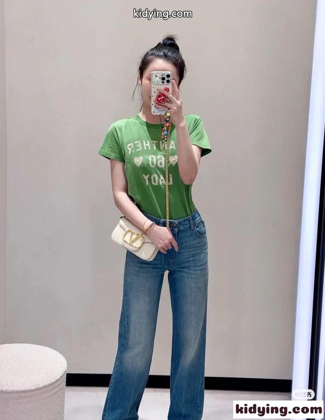 お洒落 プリントコットンTシャツ ヴァレンティノ Tシャツ コピー グリーン-3