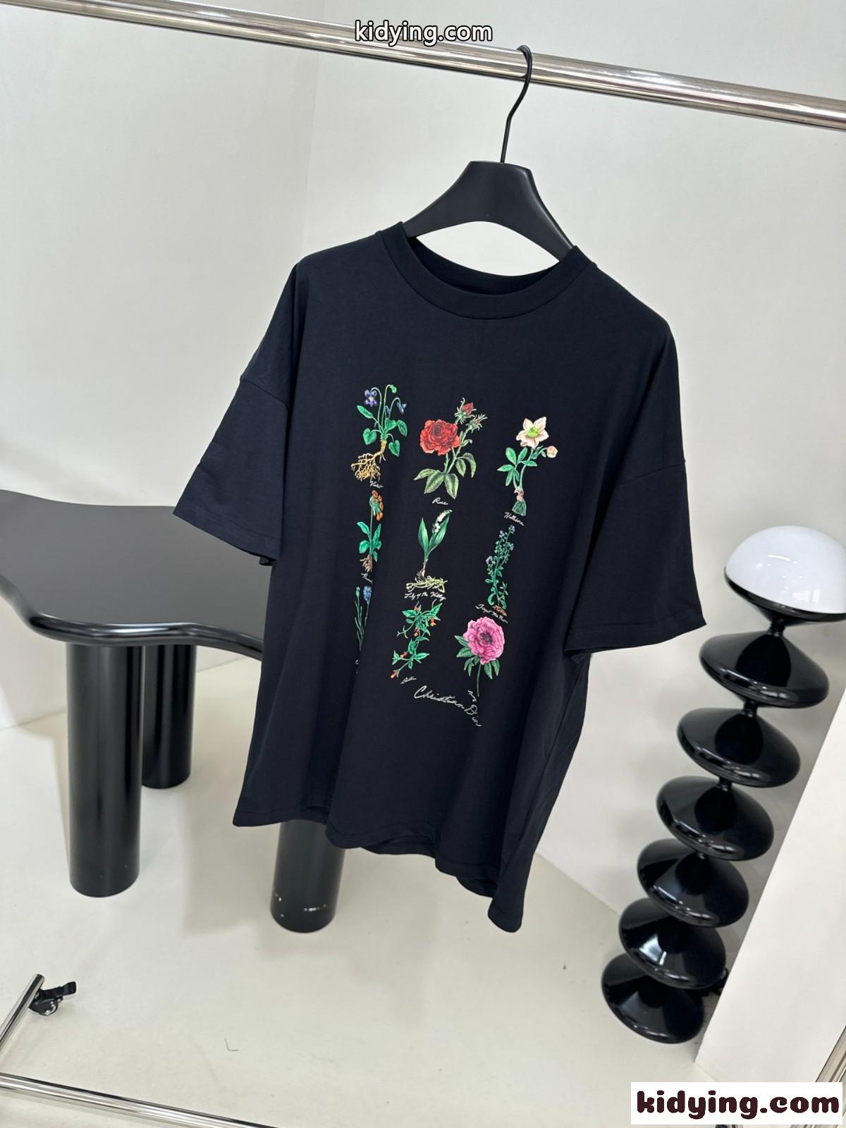 人気 ユニセックス 半袖Tシャツ クリスチャン・ディオール Tシャツ コピー ブラック-1