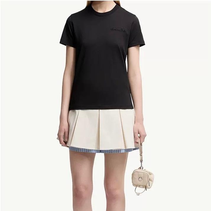 モンクレール Tシャツ コピー 定番 お洒落 ロゴ コットンTシャツ クルーネック ブラック-0