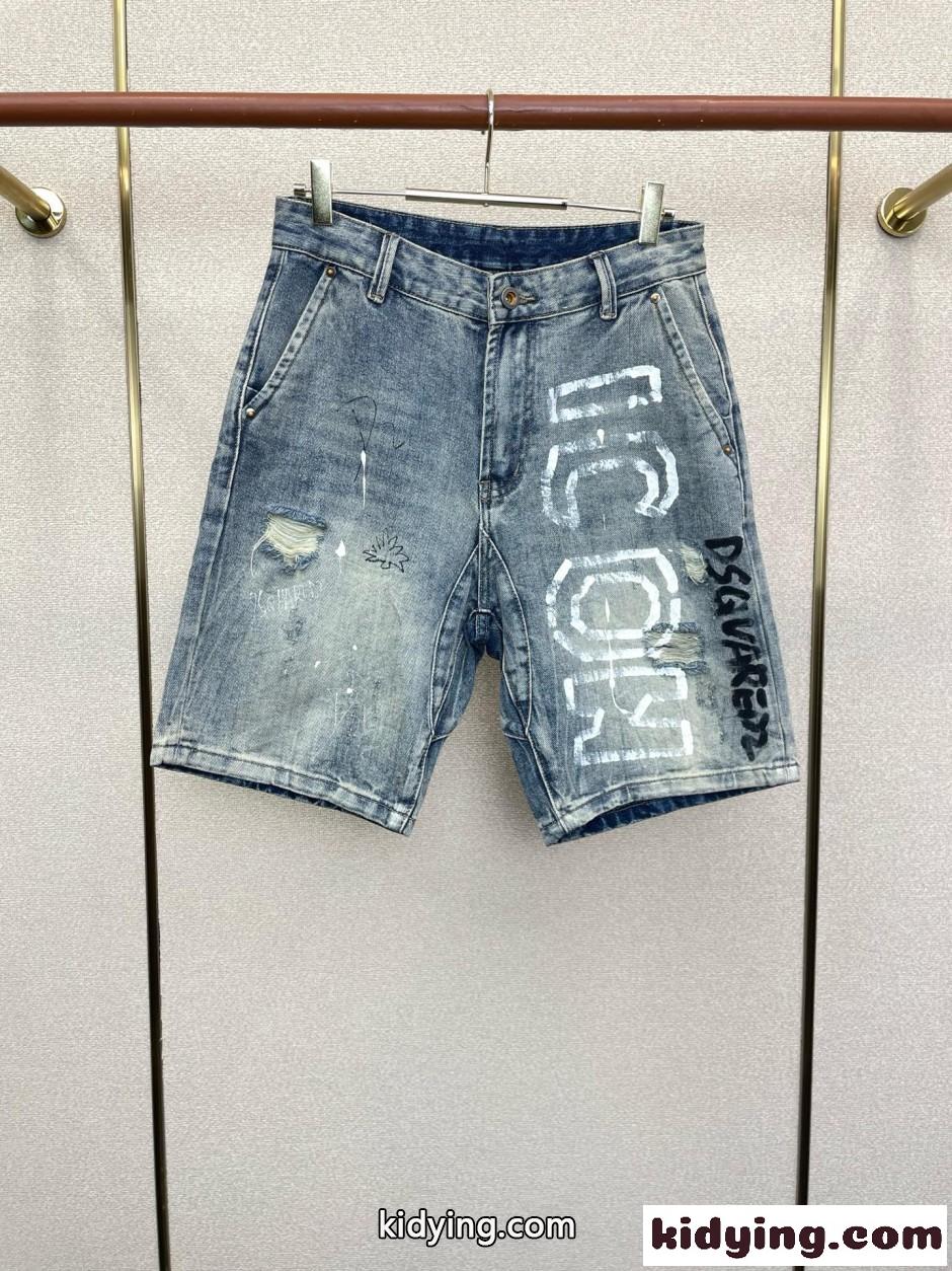 お洒落 ロゴプリント デニム ショートパンツ ディースクエアード ジーンズ 偽物-2