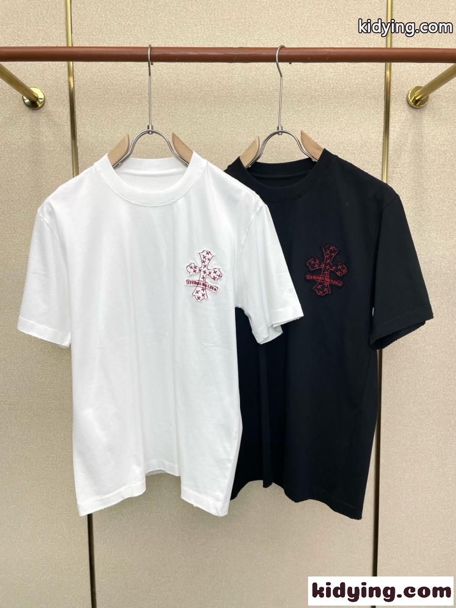 カジュアル スタイリッシュ 半袖Tシャツ クロムハーツ Tシャツ 偽物 クルーネック-0