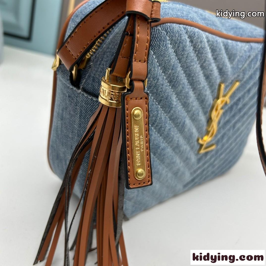 YSL デニム カメラバッグ イヴ・サンローラン バッグ コピー レディース ショルダーバッグ-4