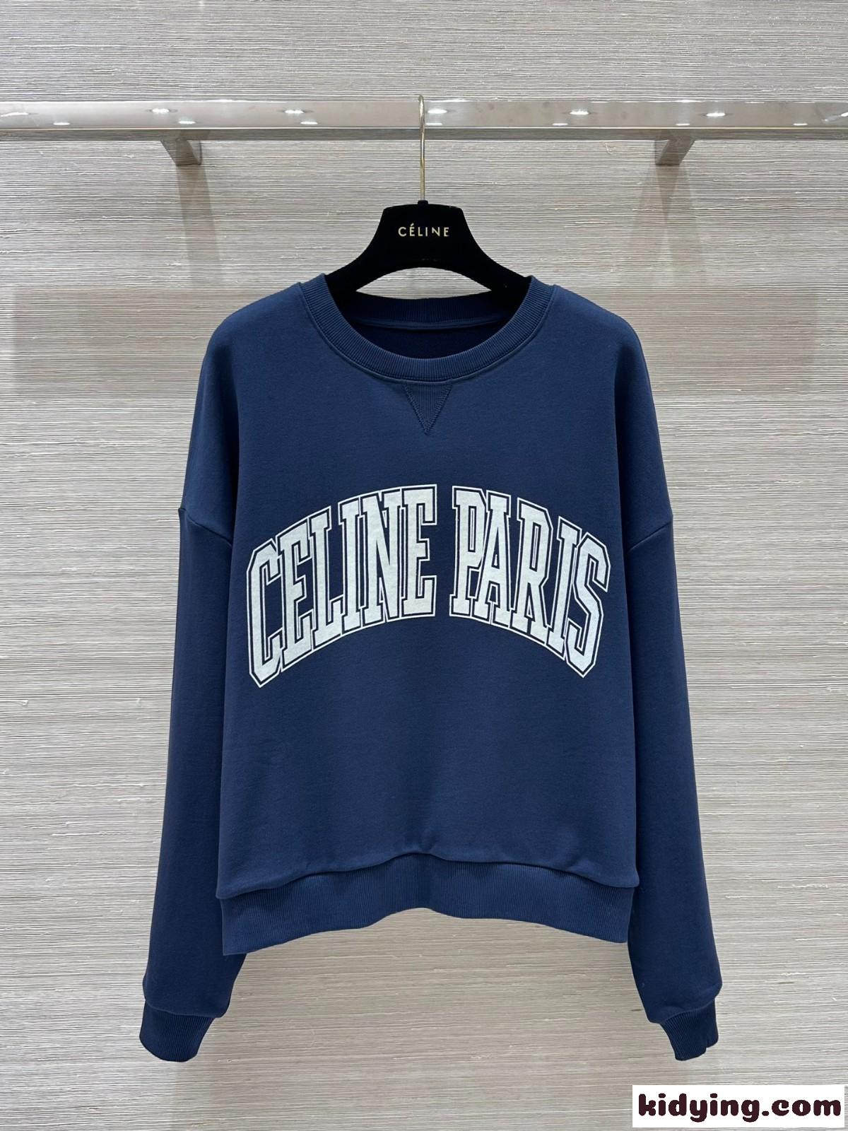CELINE オーバーサイズ スウェットシャツ セリーヌ パーカー コピー ネイビー-2