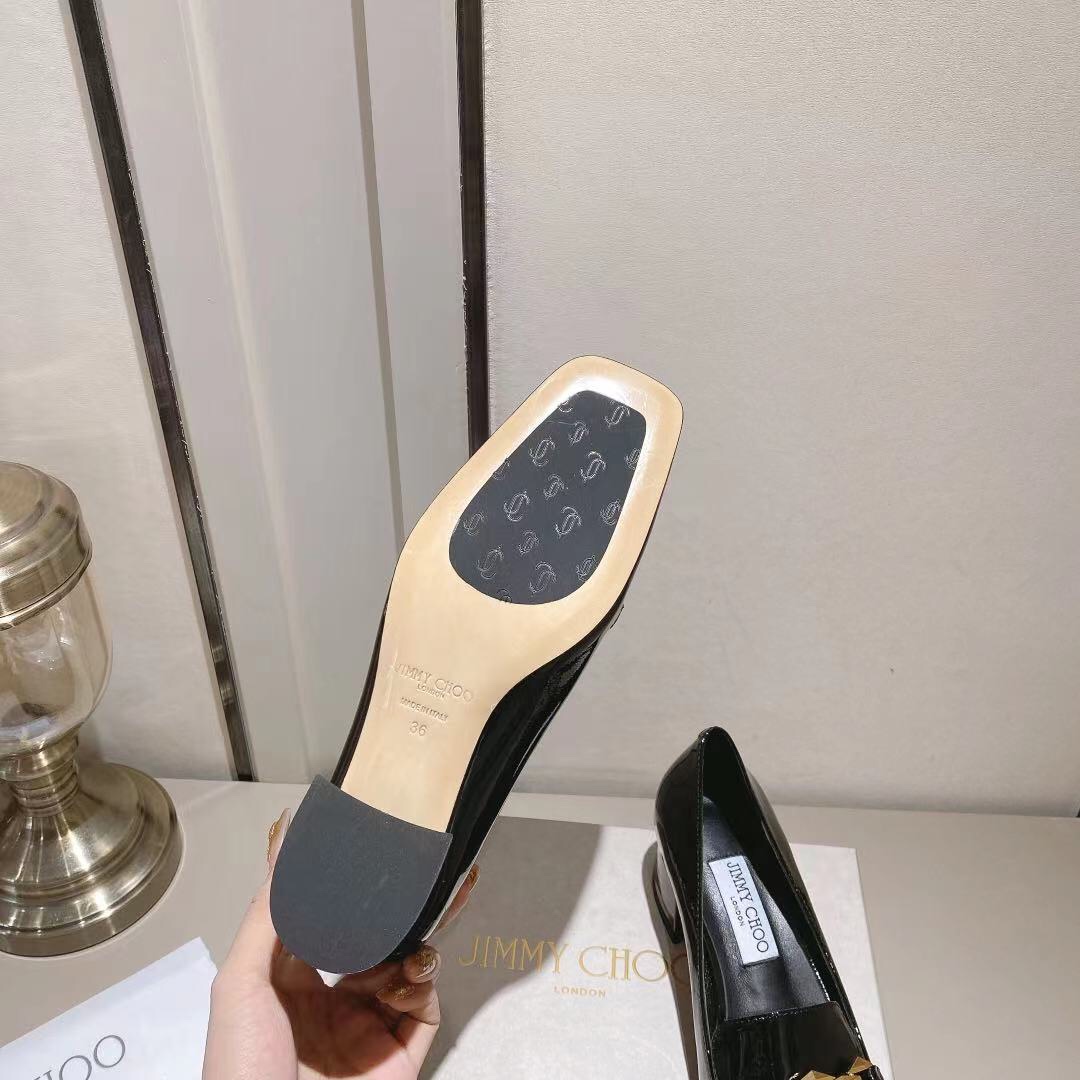 ジミーチュウ パンプス スーパーコピー チェーン付き パテントレザー ブラック-4