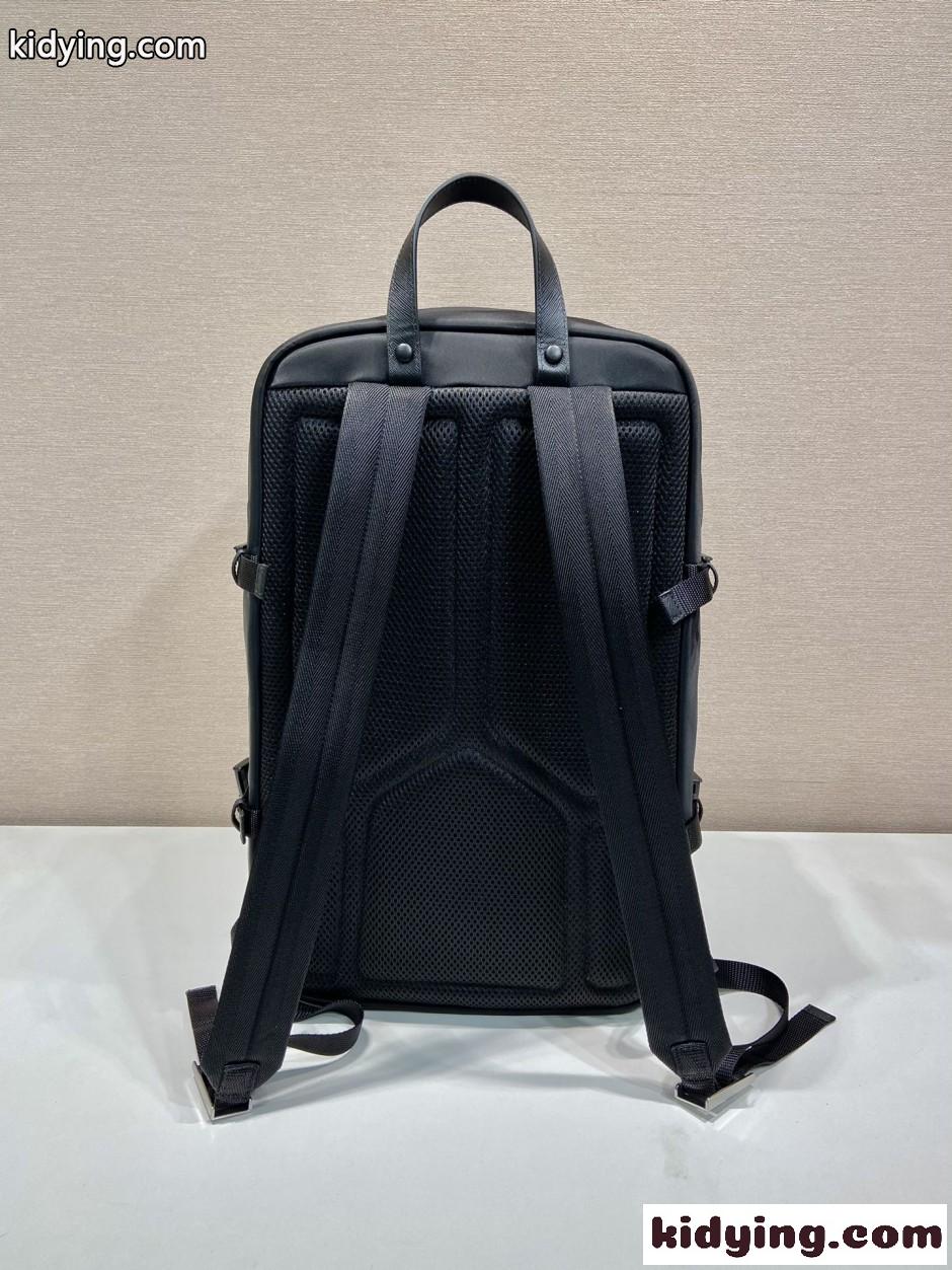 プラダ Re-Nylon xサフィアーノレザー バックパック スーパーコピー 2VZ101 ブラック-1