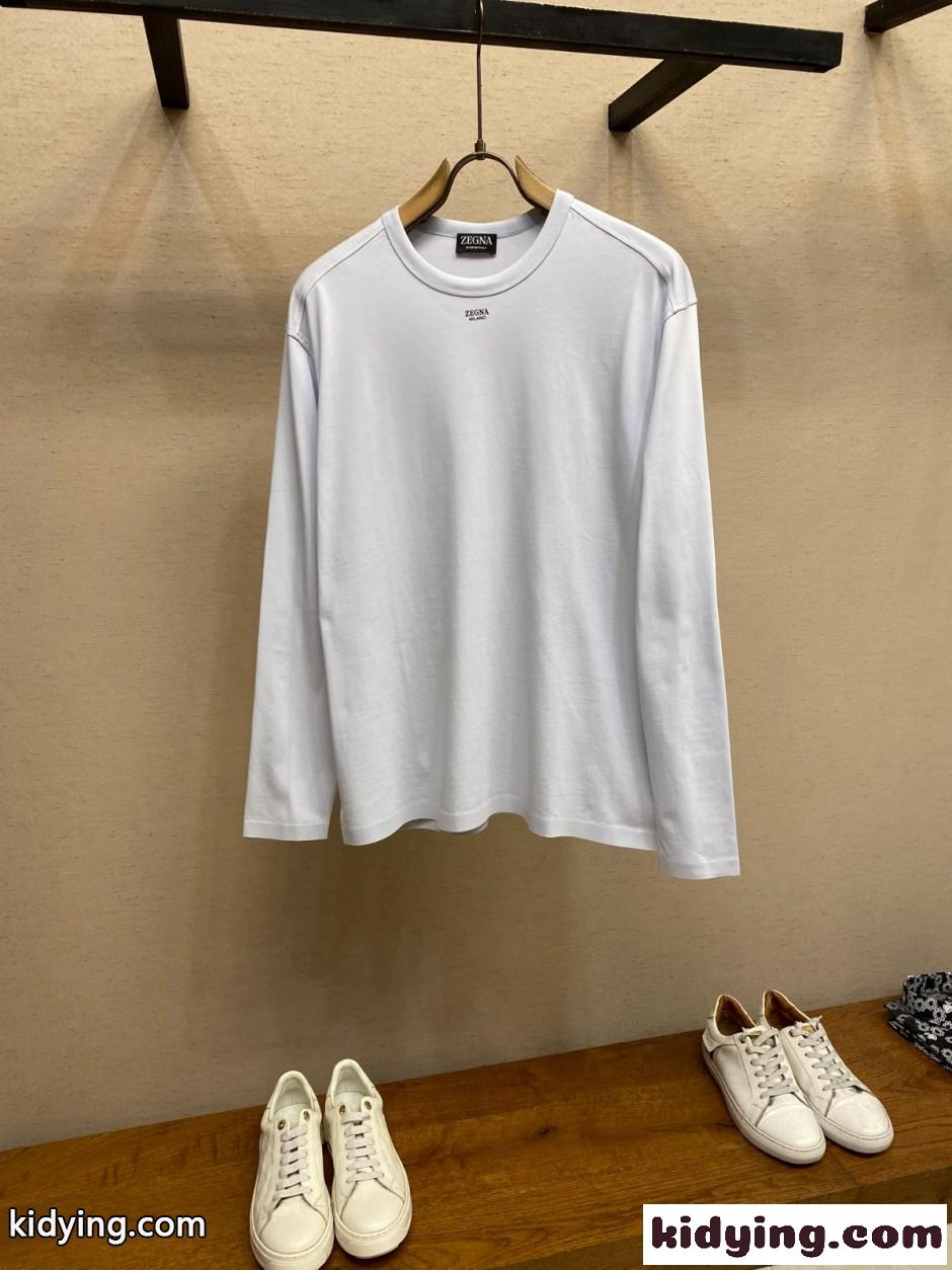 エルメネジルド・ゼニア Tシャツ 偽物 シンプル 合わせやすい コットン 長袖Tシャツ-1