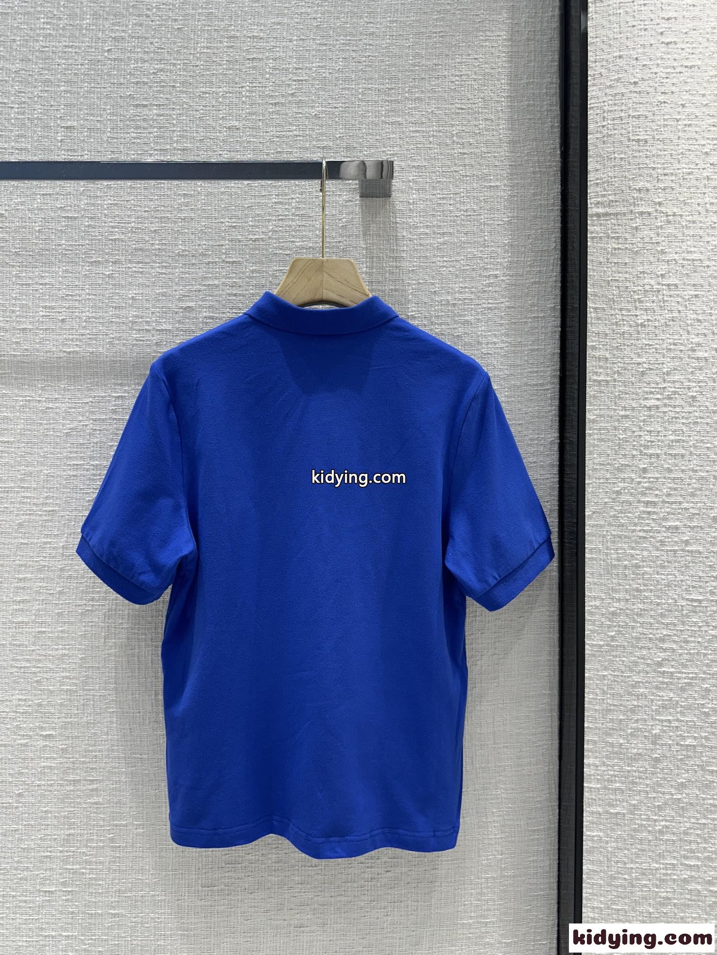 モンクレール 半袖Tシャツ コピー 定番 コットンピケ ポロシャツ ブルー-4