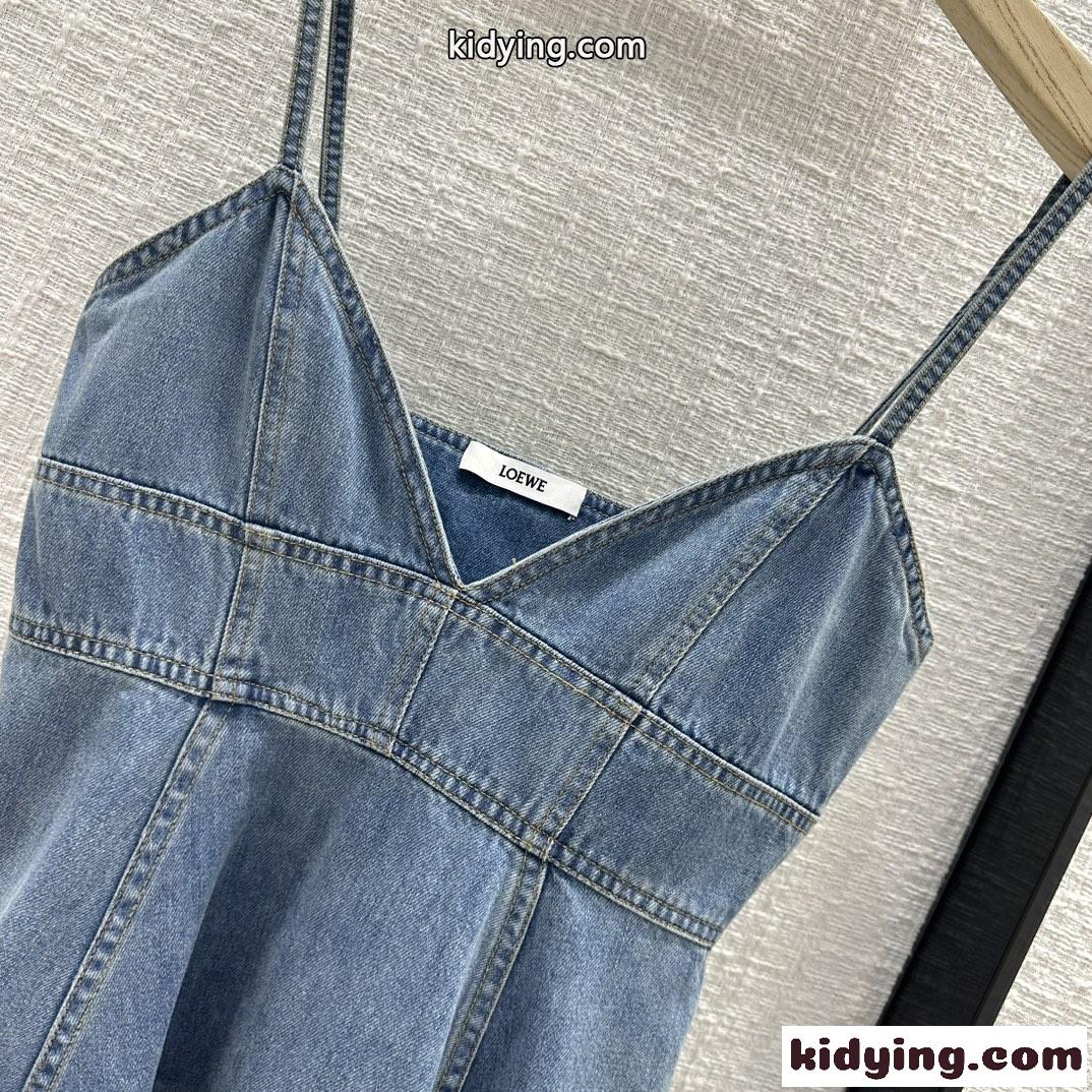フィッシュ ストラッピードレス デニム ロエベ ワンピース コピー レディース-0