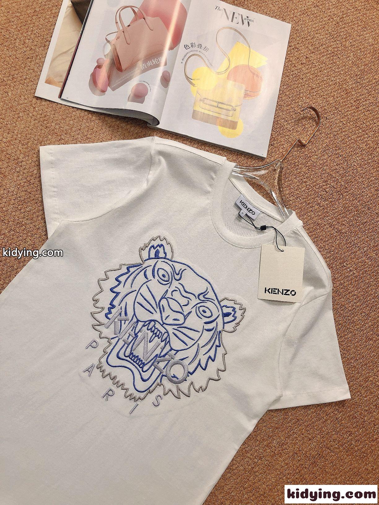 定番 人気 タイガー 刺繍 コットン クールネック ケンゾー tシャツ レディース コピー 半袖 トップス 着心地いい-1