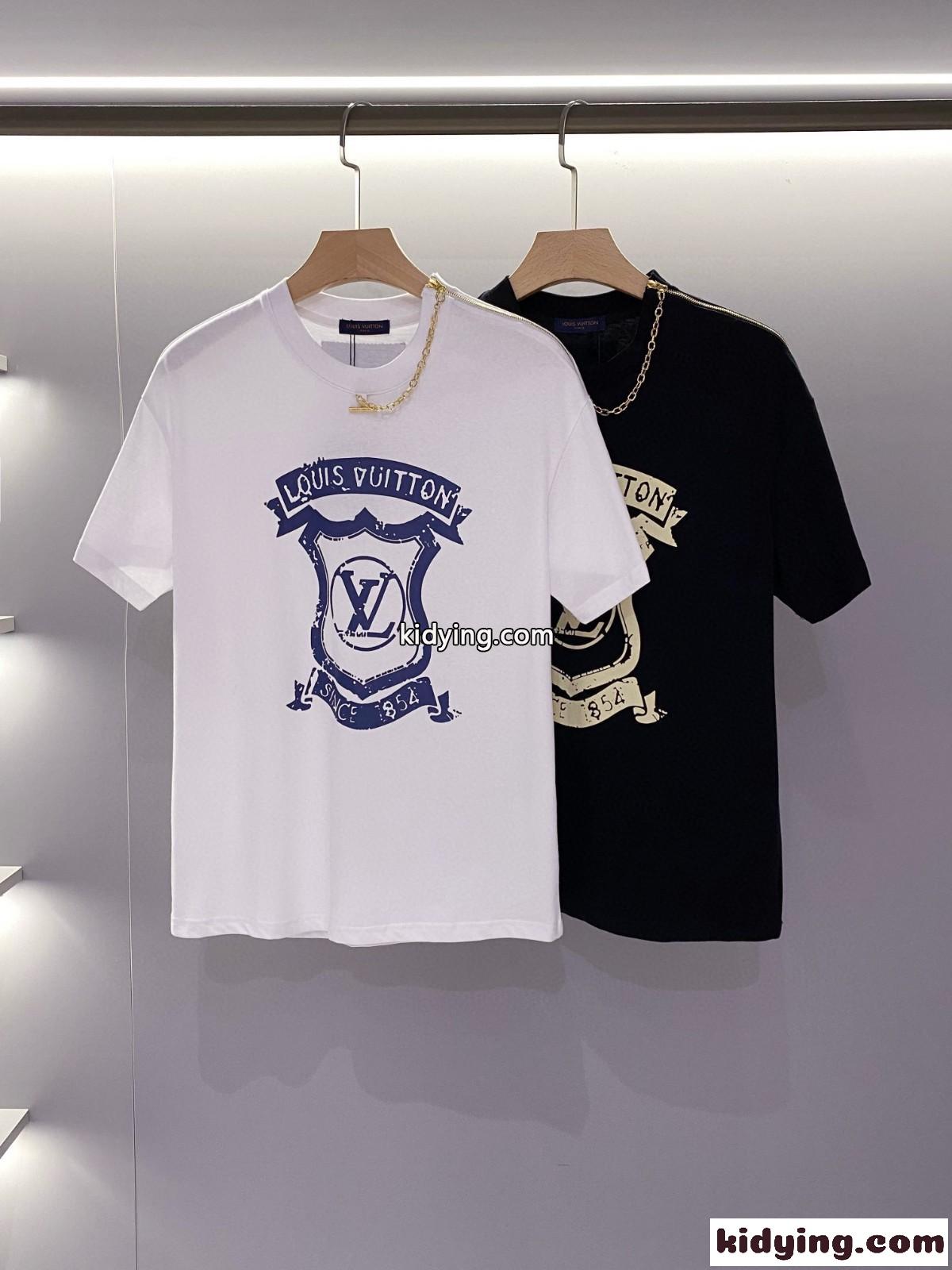 ユニセックス ロゴ プリント おしゃれ コットン クルーネック ルイ・ヴィトン Tシャツ コピー 半袖 カジュアル トップス-2