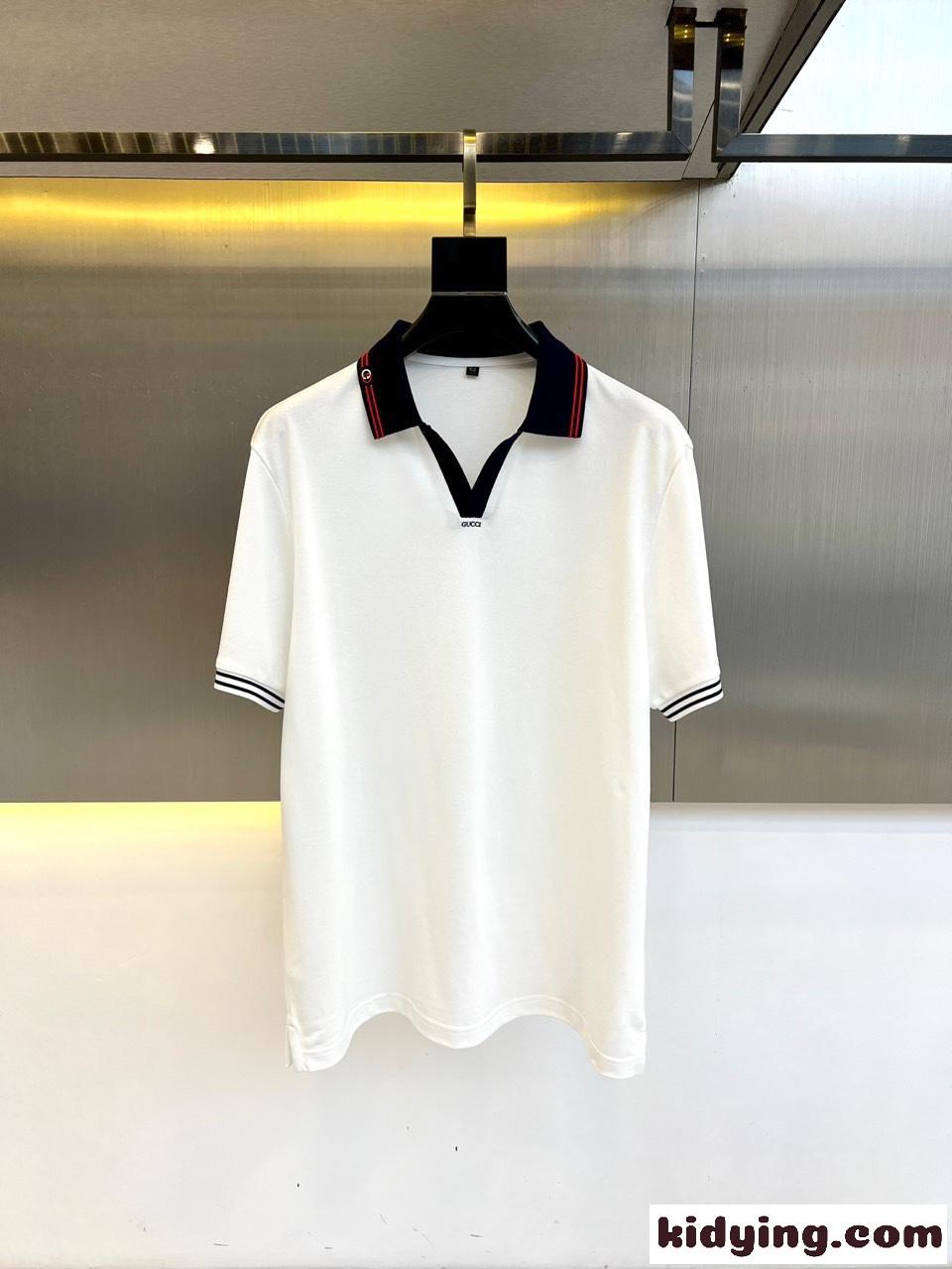 カジュアル 上品 ピマコットン 半袖 ポロシャツ グッチ Tシャツ 偽物 ホワイト-0