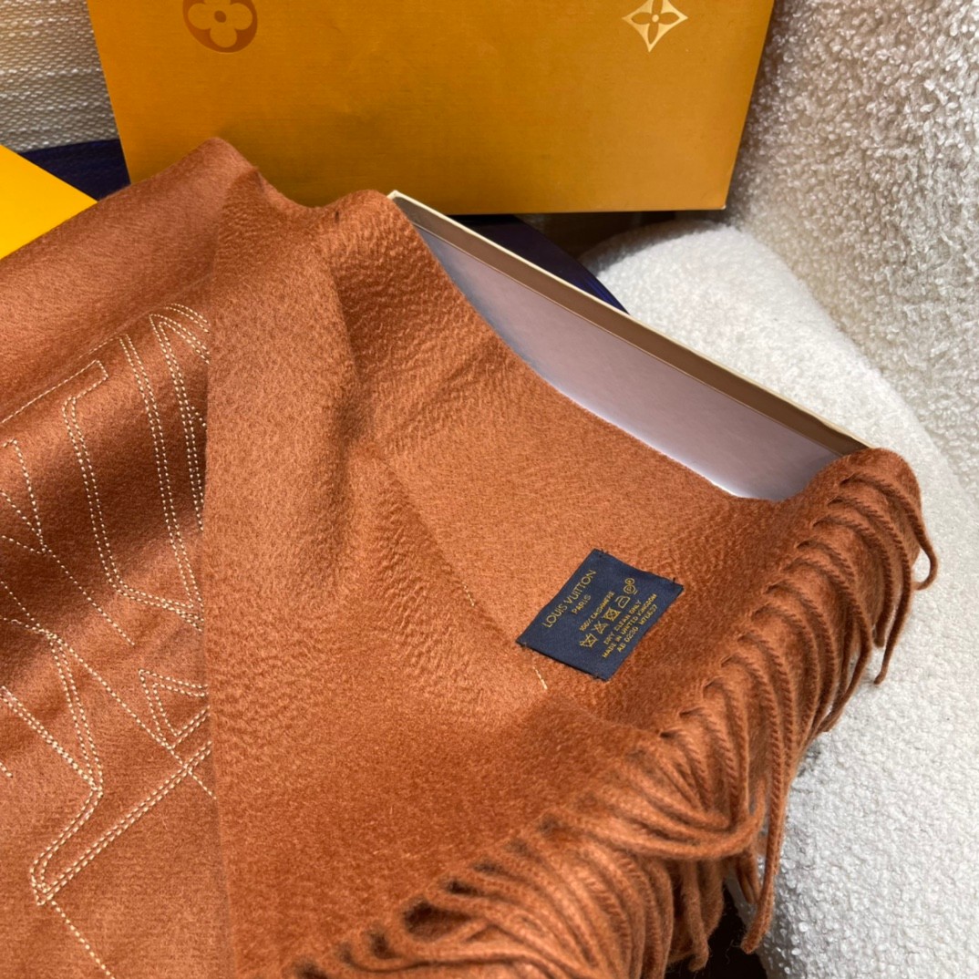 ルイヴィトン スカーフ コピー カシミヤ おしゃれ LV ステッチ マフラー-1