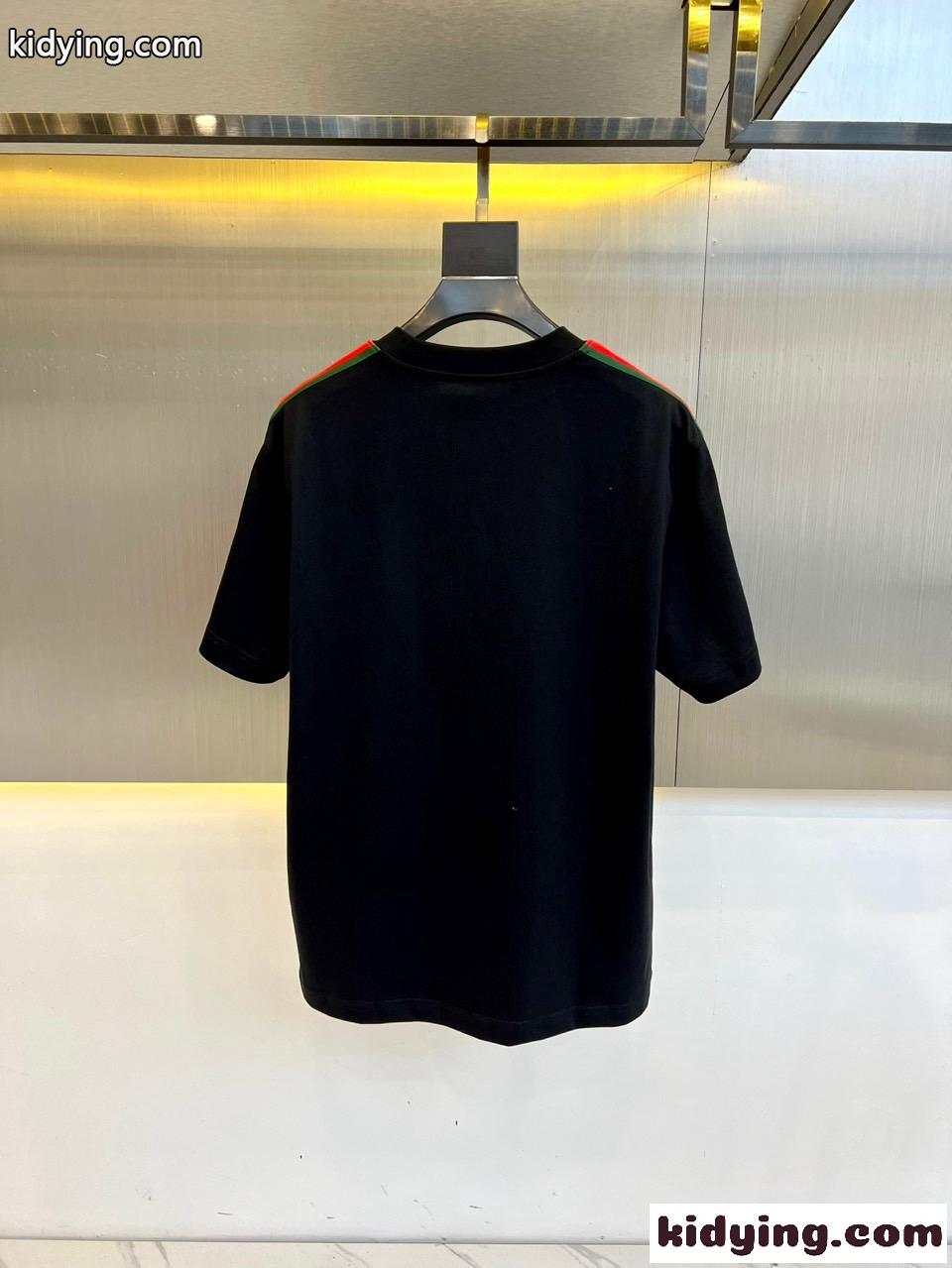 カジュアル シンプル クルーネック 半袖Tシャツ グッチ Tシャツ コピー ブラック-4