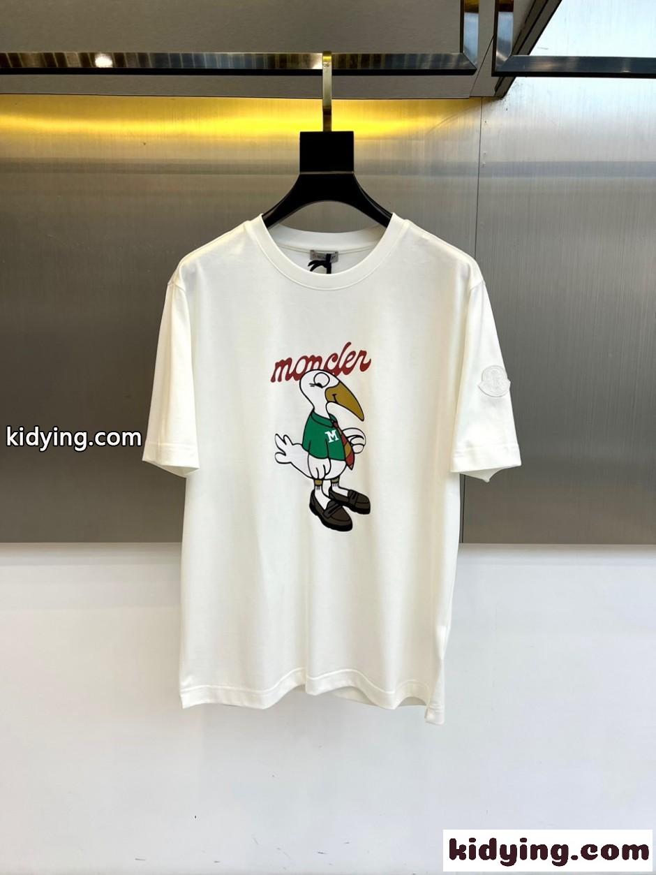 遊び心あふれる プリント 半袖Tシャツ モンクレール Tシャツ 偽物 ホワイト-0