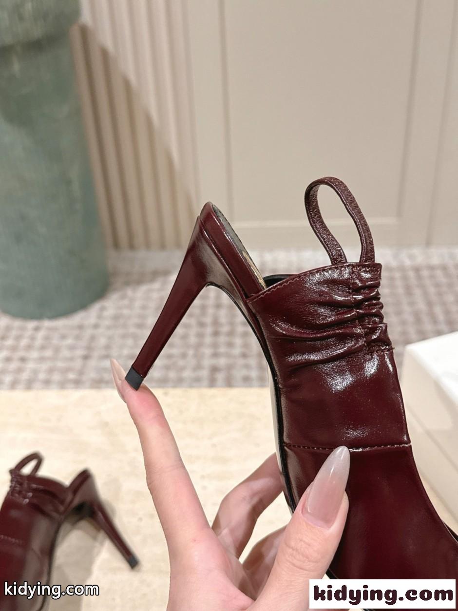 YSL アン＝マリー スリングバックパンプス イヴ・サンローラン パンプス コピー ボルドー-2