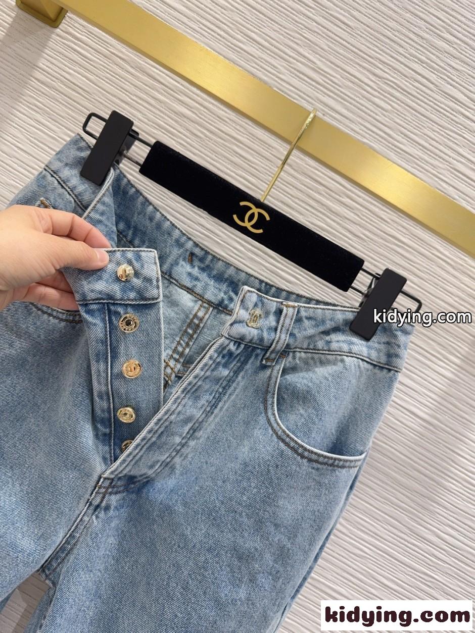 洗練された ターンロック デニムパンツ シャネル ジーンズ コピー ブルー-2