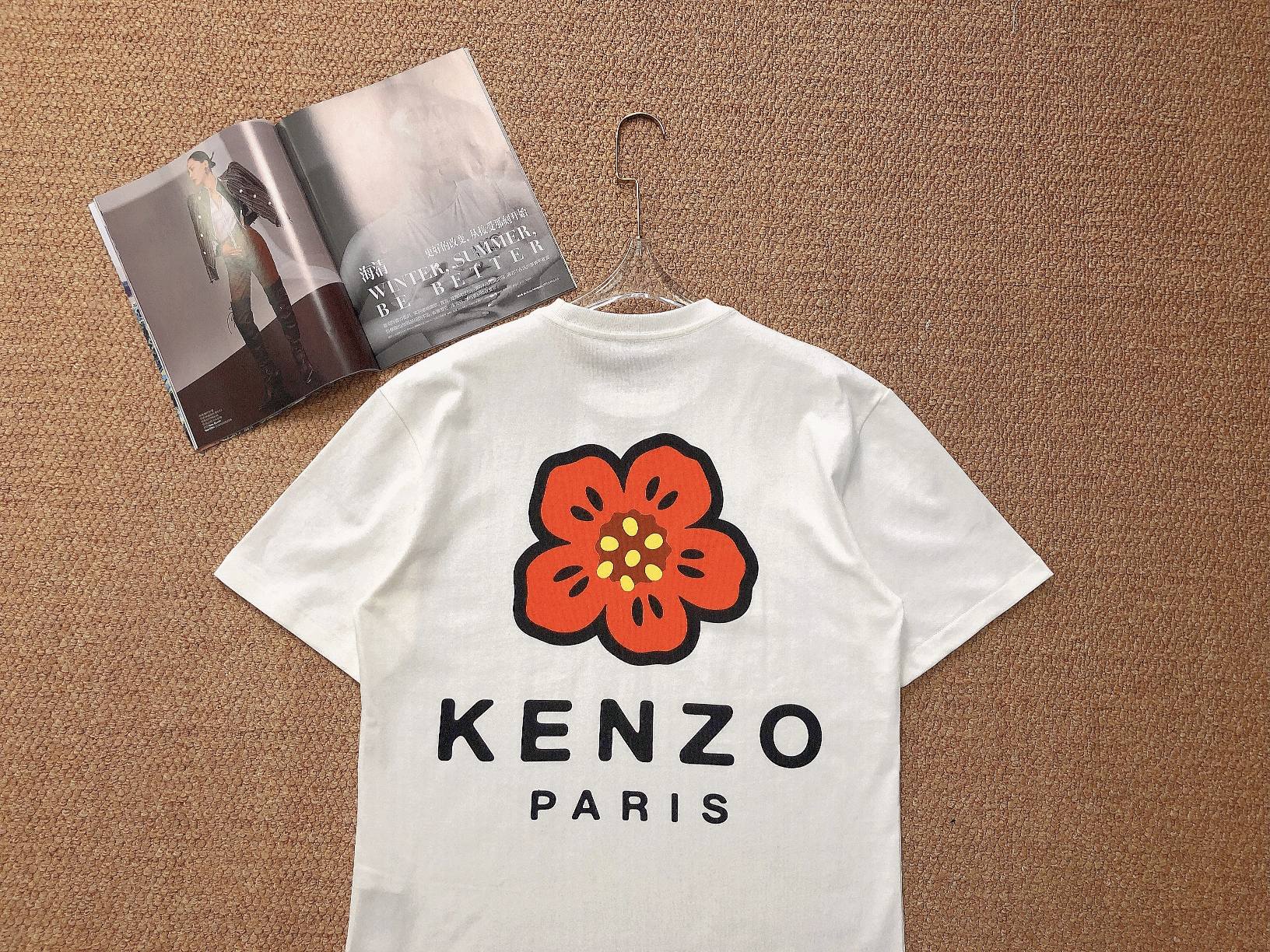 可愛い プリント ロゴ クールネック 着心地いい オシャレ ケンゾー tシャツ レディース コピー ユニセックス コットン-4