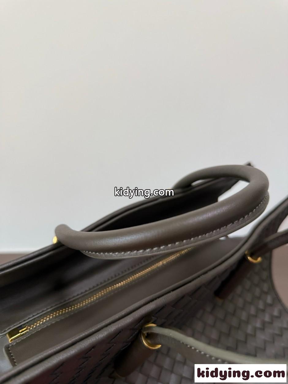 カジュアル 上品 イントレチャート トートバッグ ボッテガ・ヴェネタ バッグ 偽物 ダークグレー-3
