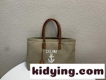 セリーヌ バッグ 茶色コピー CABAS CELINE 横柄なプリント帆布と小さな牛革手袋の肩や手に入れます-3