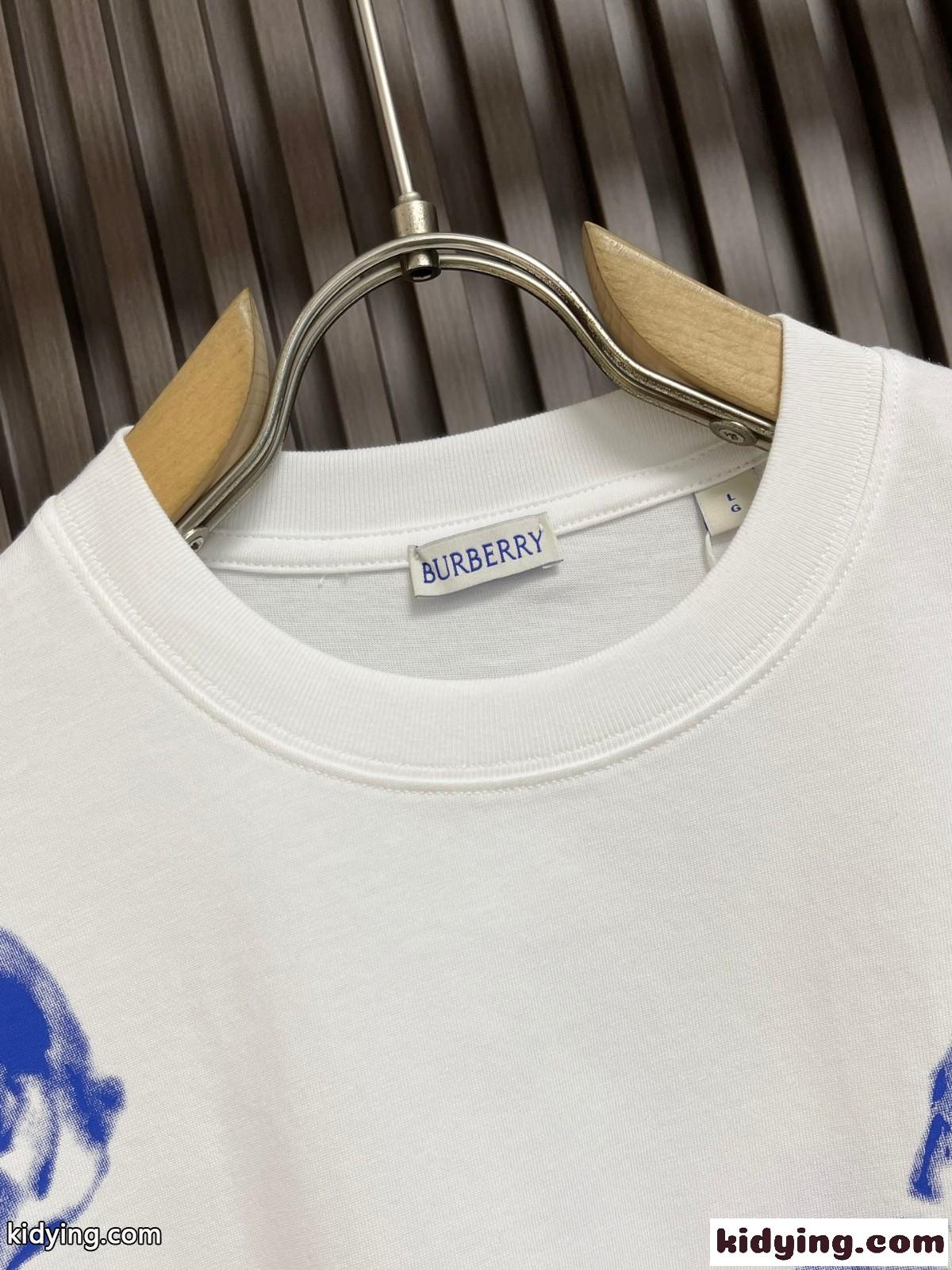 ローズ コットンTシャツ バーバリー 半袖Tシャツ コピー ホワイト-4