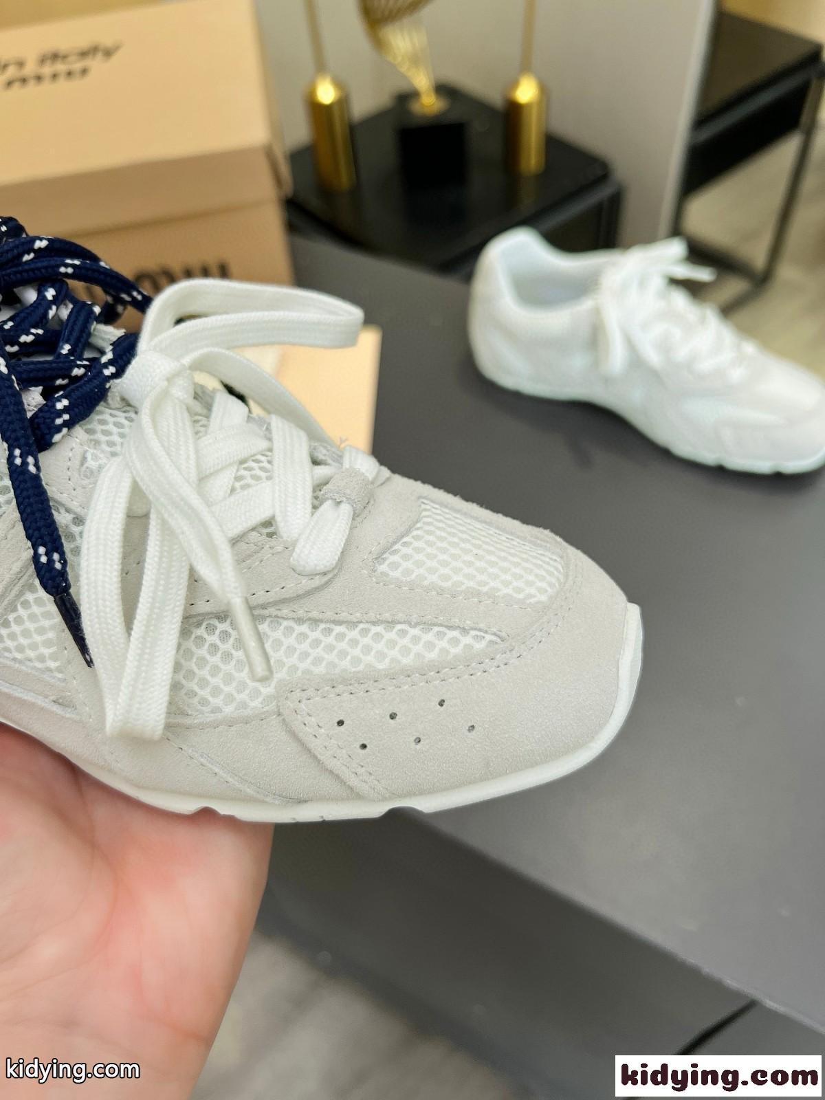 ミュウミュウ スニーカー コピー New Balance x Miu Miu xxx スエードxメッシュ スニーカー ホワイト-3