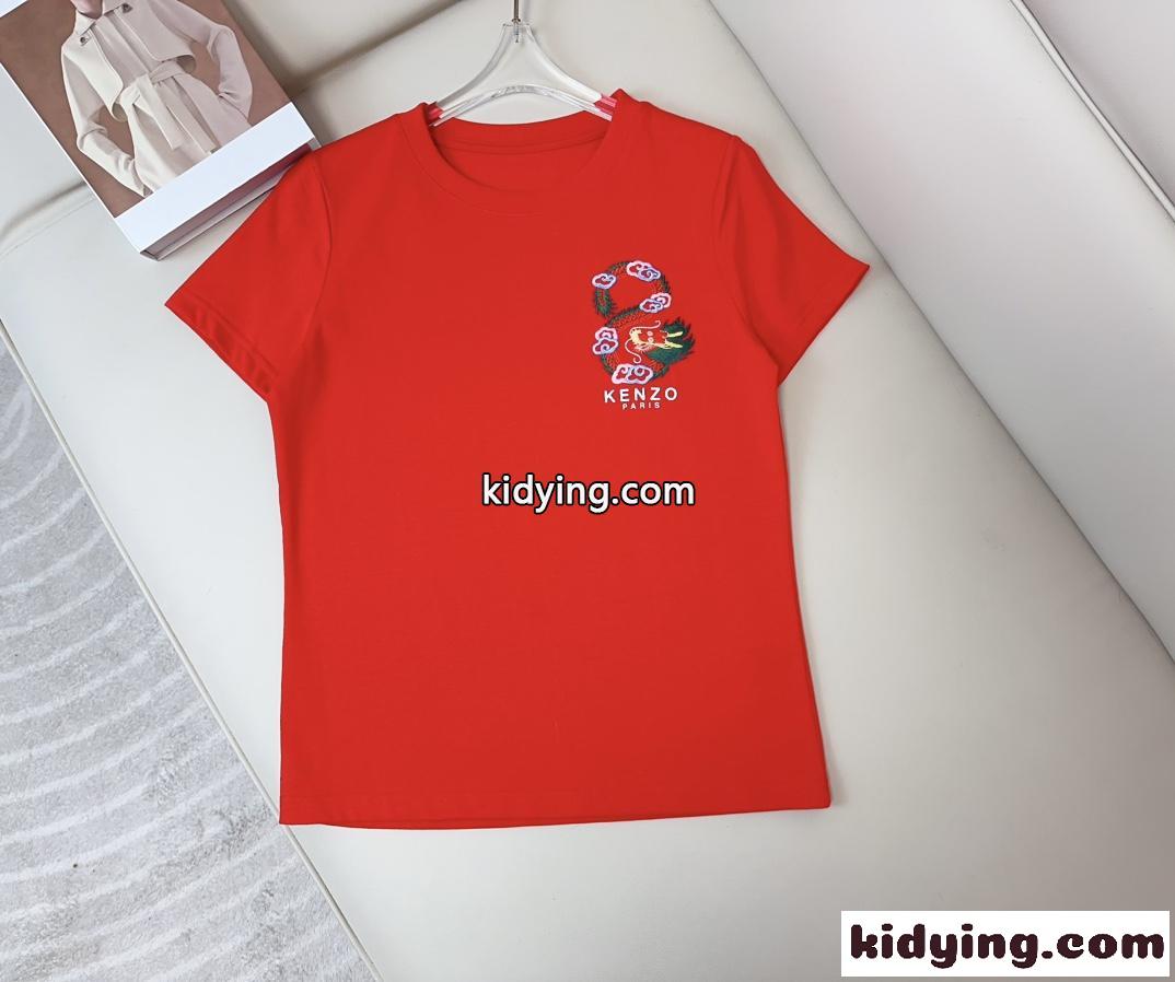 YEAR OF THE DRAGON CREST エンブロイダリー 半袖Tシャツ ケンゾー Tシャツ コピー レッド-0